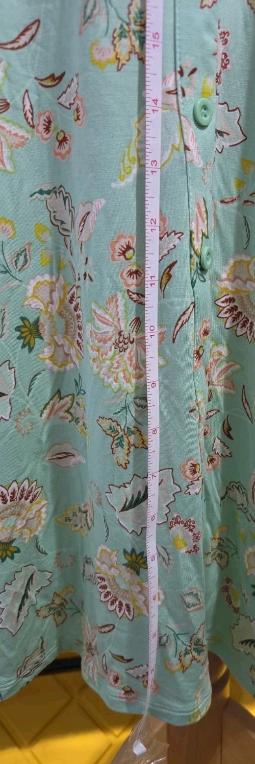 Torrid Midi Super Soft Button-Front W/ Pockets Green Floral Skater Dress 5 XL