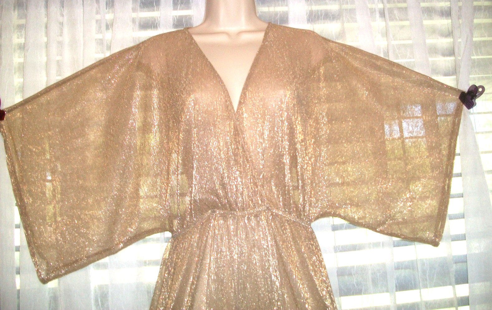 LULUS SZ L LONG SHIMMERY GOLD SEMI SHEER MAXI GLAMOUR EVENT CLUB DRESS~HIGH SLIT