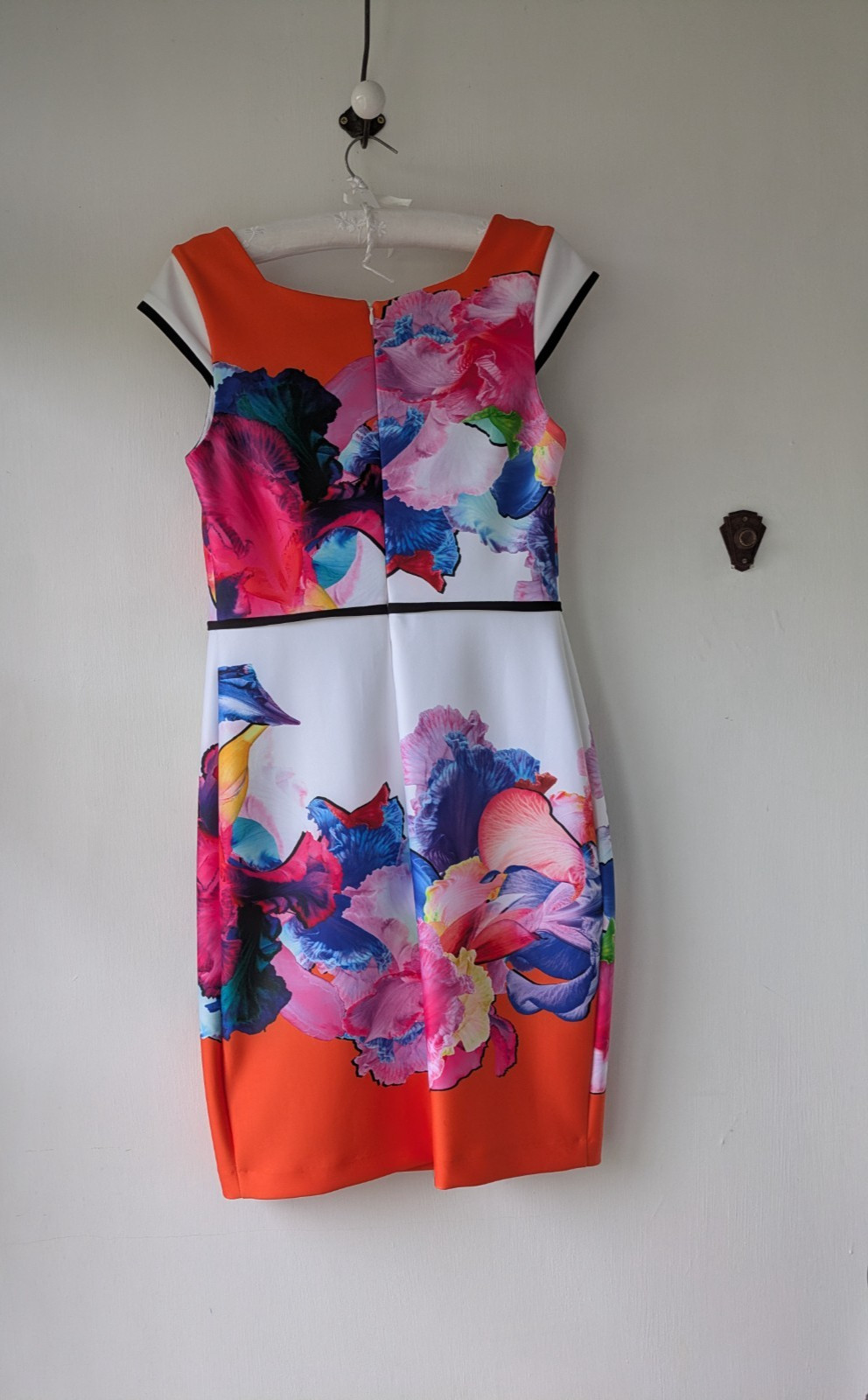 Joseph Ribkoff Multi Floral Mix Shift Dress With Stretch Cap Sleeve Size UK 12