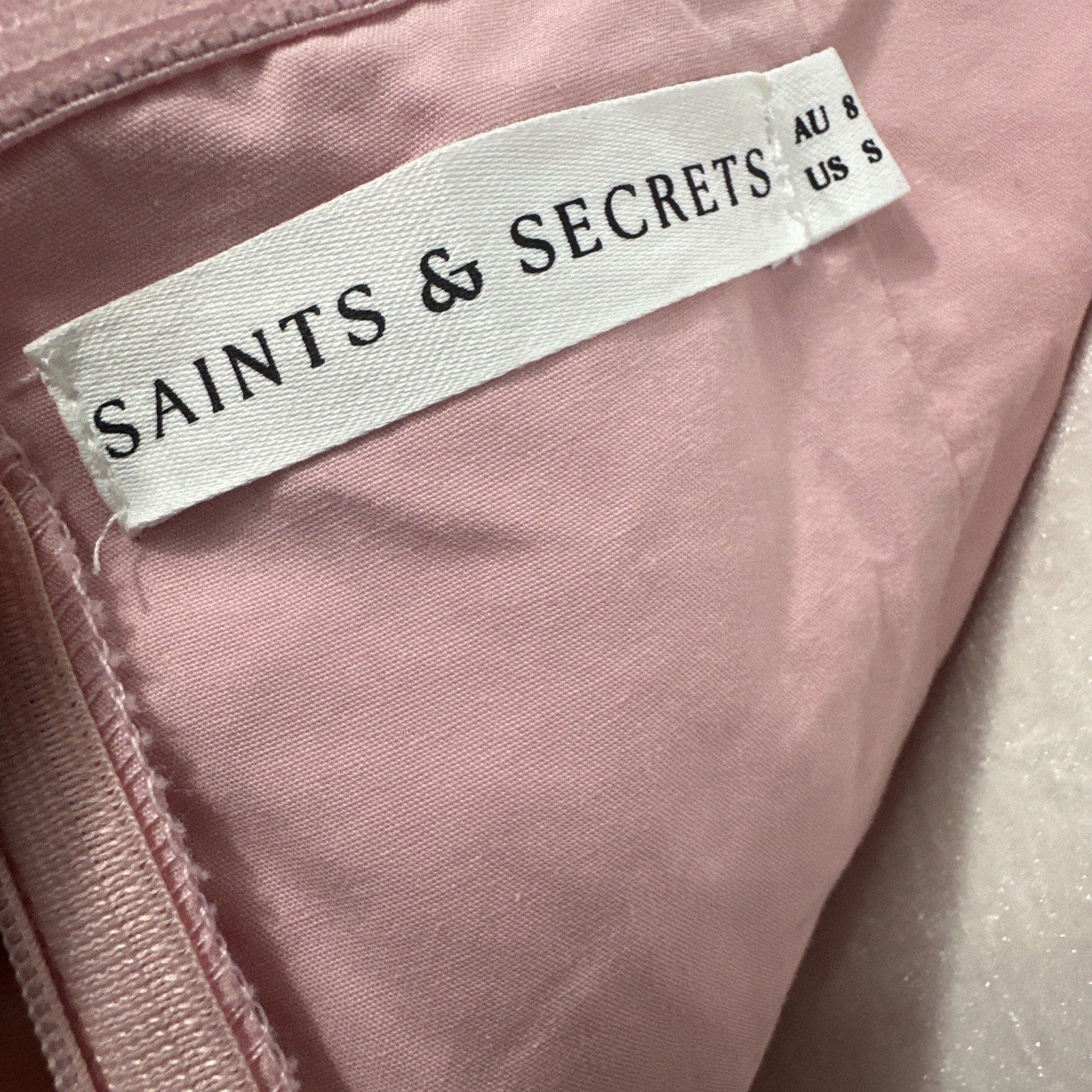 Saints & Secrets Pink Basque Waist Halter Neck Maxi Dress Womens Sz S Romantic