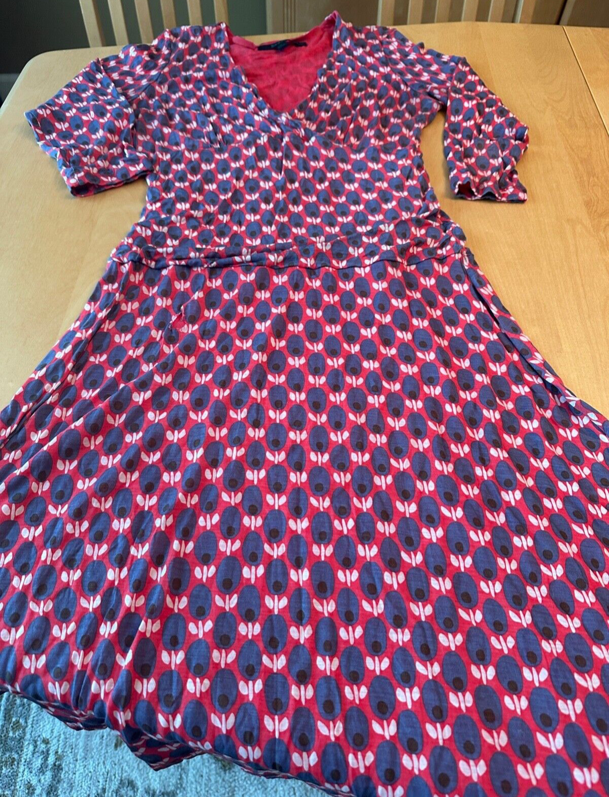 BODEN DRESS WOMENS SZ US 8R UK 12R KNIT ALL OVER FLORAL WRAP MIDI LYOCELL LINED