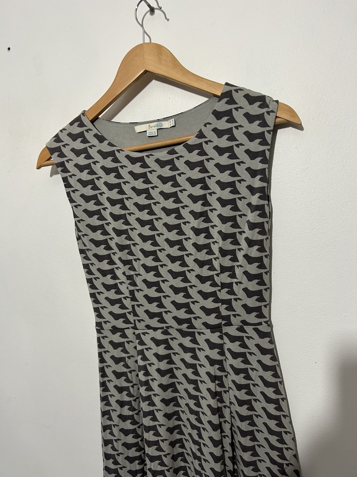 Boden Size 6 Ledbury Dove Print Bird Grey Jersey Dress Twee Events