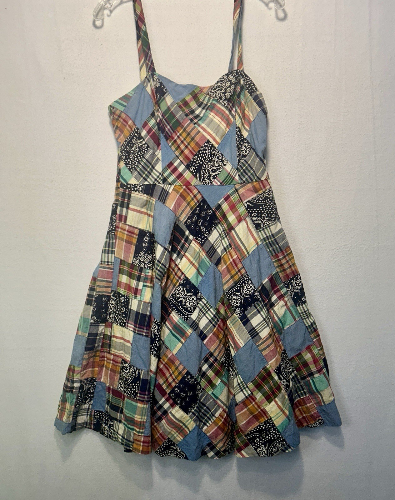 Vintage American Living Madres Patchwork Sundress 100% Cotton Size 10
