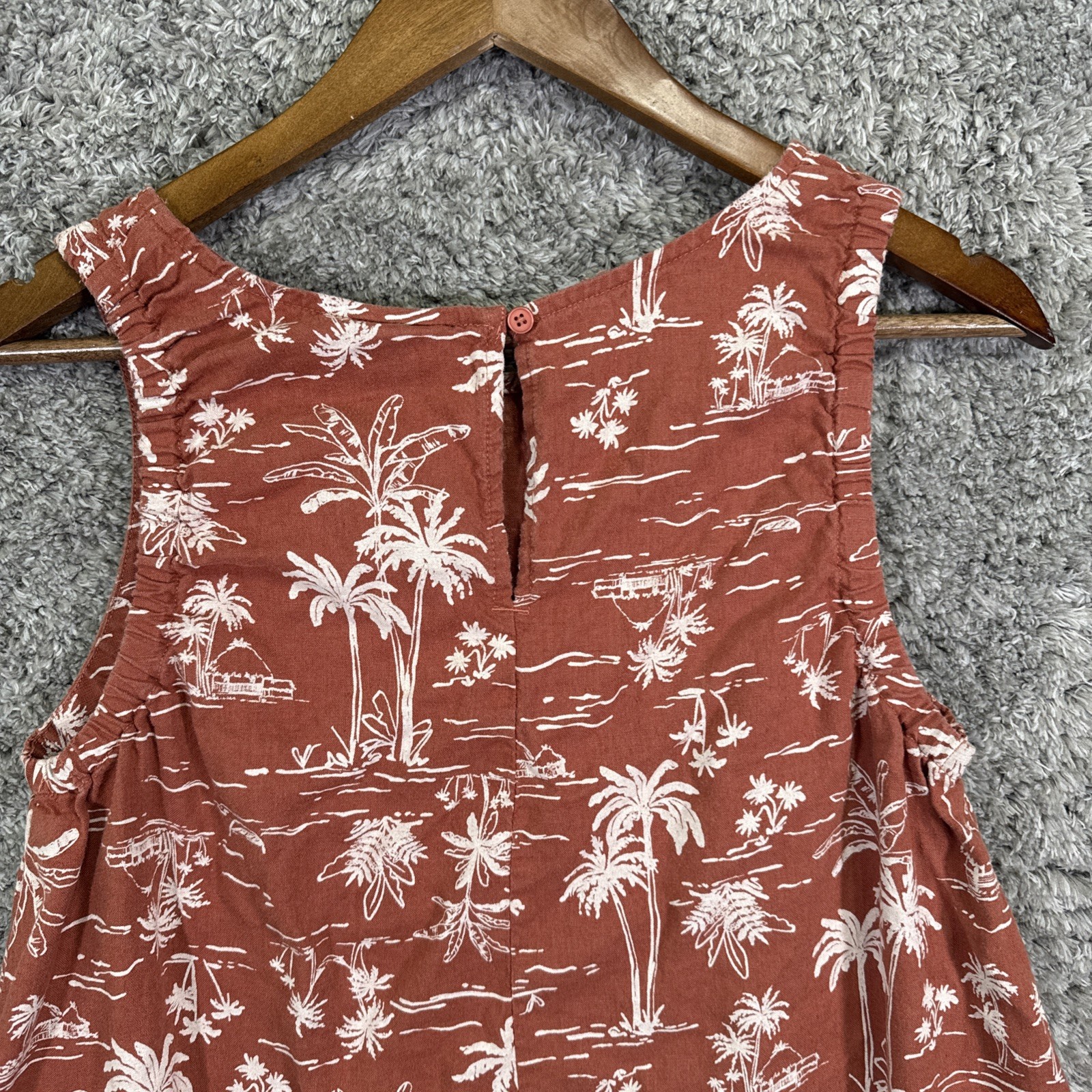 A.N.A. Linen Blend Mini Dress Sleeveless Boho Tropical Medium Terracotta Beach