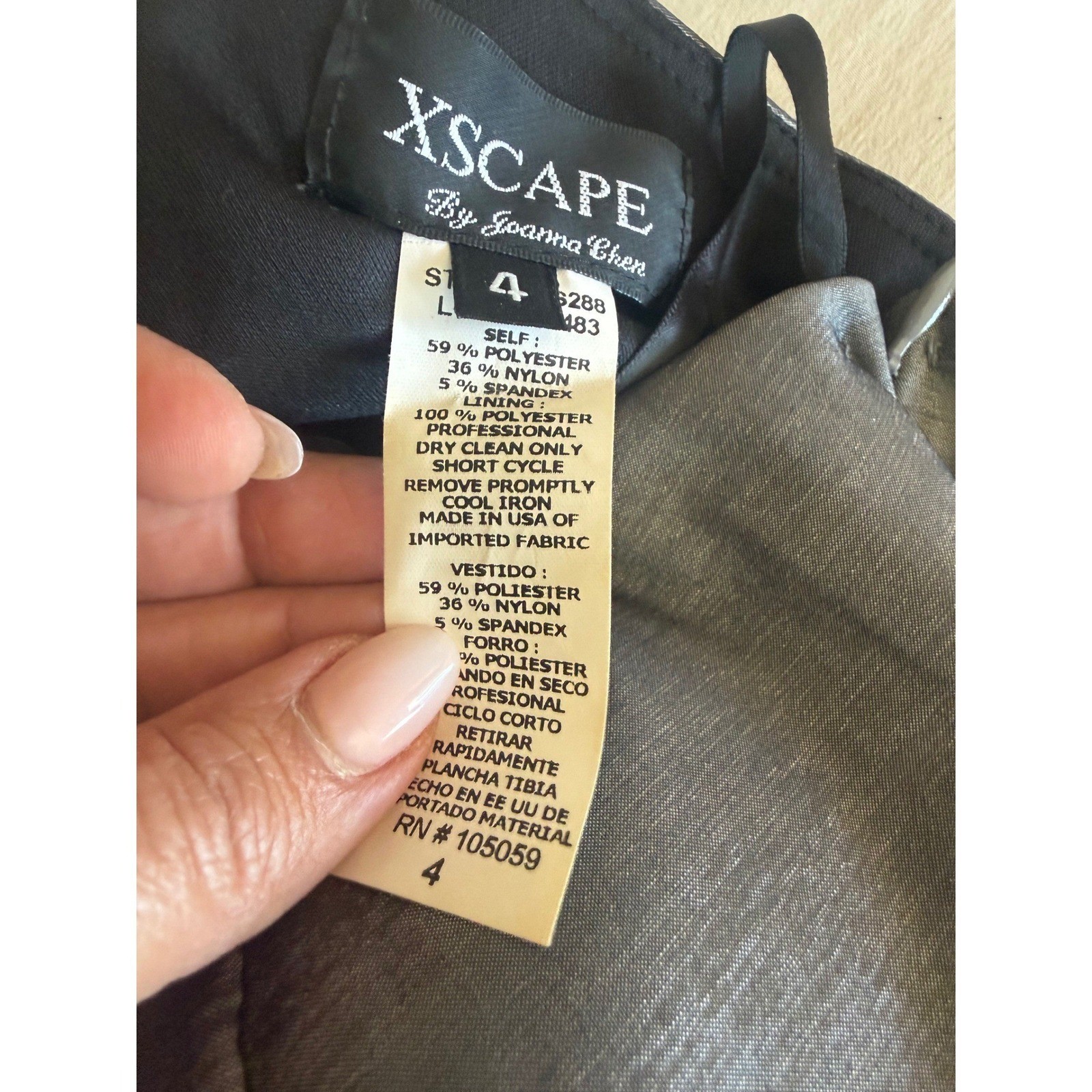 XSCAPE Long Formal One Shoulder Evening Dress Size 4 Ruffle Gunmetal Column