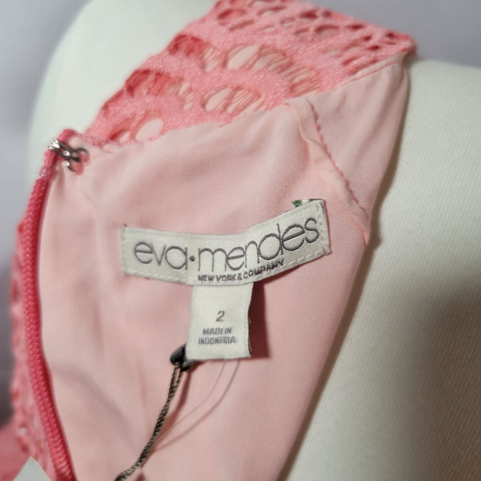 Eva Mendes NY&C Formal Classic Elegant Pink Lace Sleeveless Dress Size 2