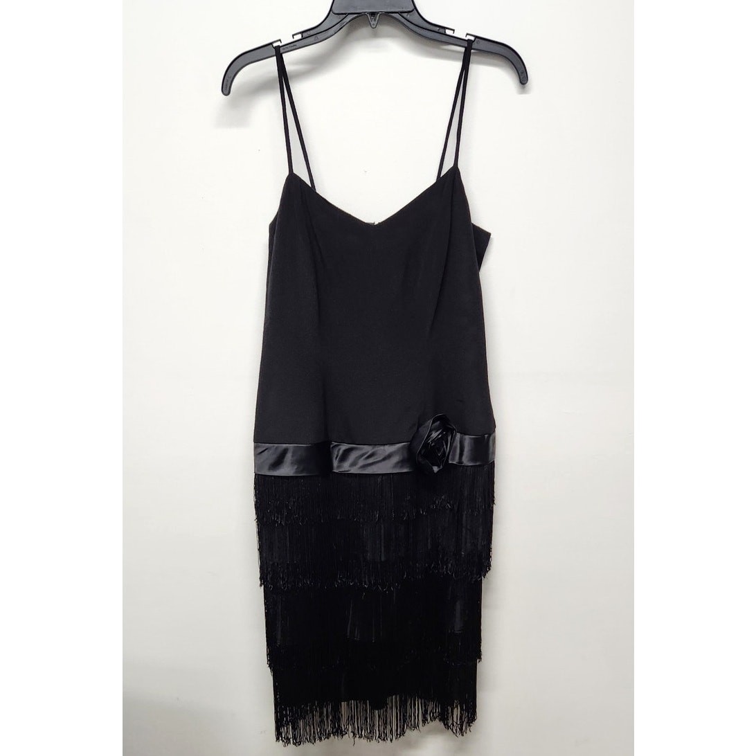 Vintage Jane Singer Black Flapper Dress, Size 8 Made In USA Dance/Gala/Whimsical