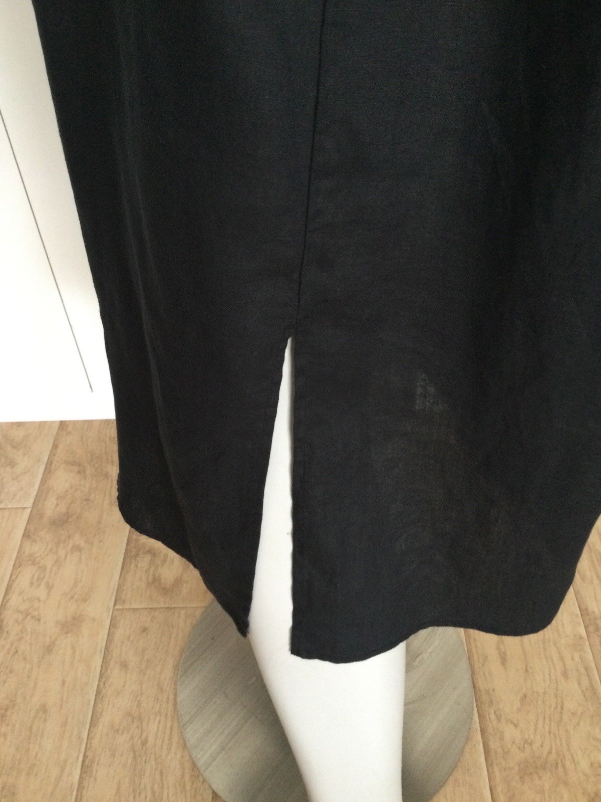 Muji Linen Button Up Black Relaxed Dress Size XS-S