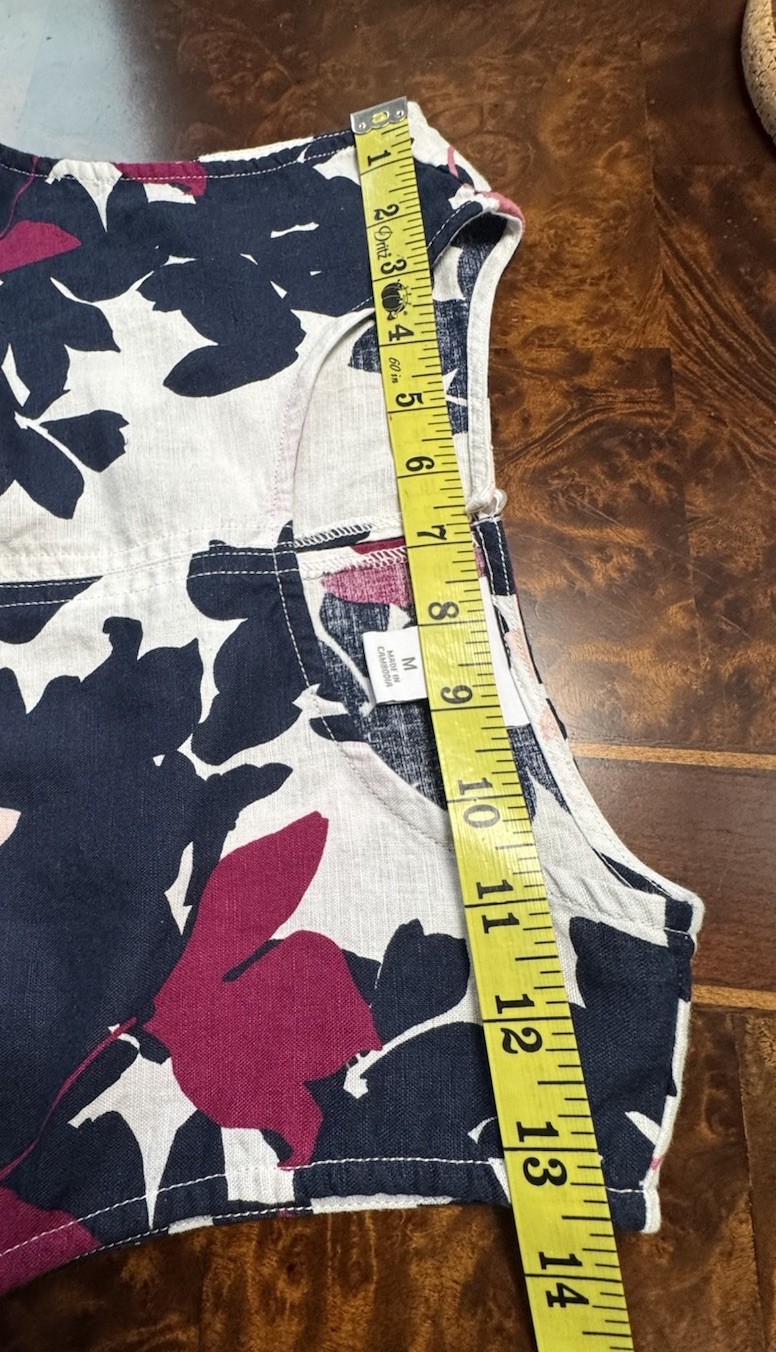 Liz Claiborne Linen Sheath ~ Bold Navy Floral ~ Size Medium ~ NWOT!