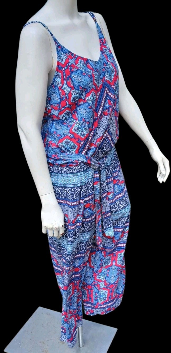 Tommy Bahama L Halter Sleeveless Jumper Paisley Rayon Pants Summer Romper Cruise