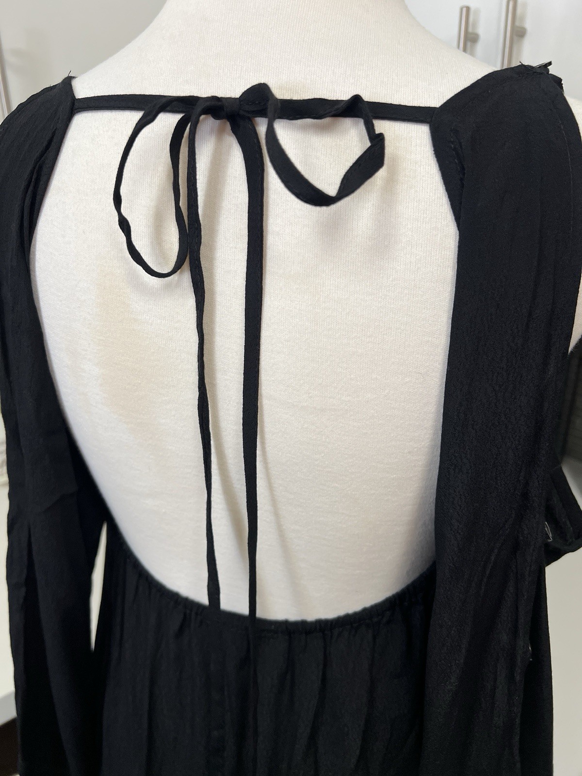 CatchMe Flare Sleeve Cold Shoulder Black Mini Dress Size M Medium Gypsy