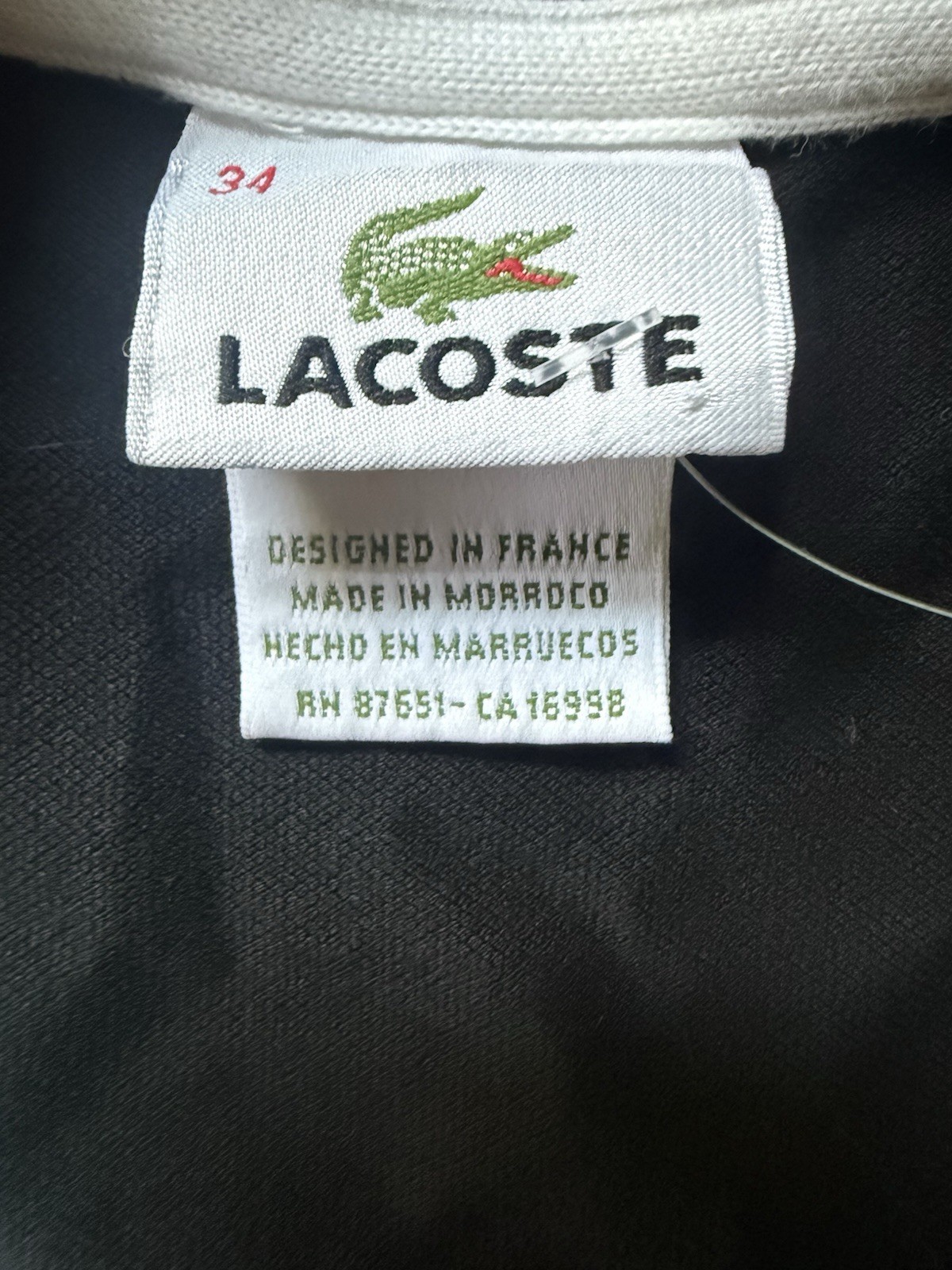 Lacoste Women’s Black/White Collared Knit Sleeveless Sheath Knee Dress 34 XS