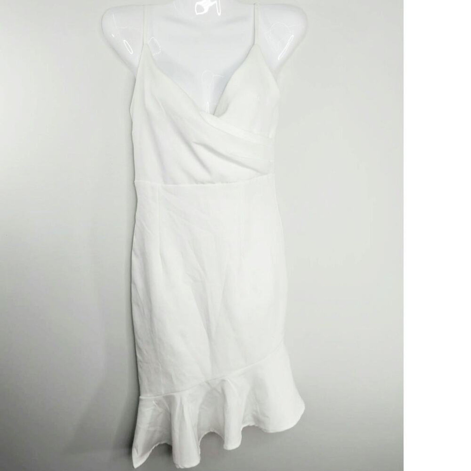 U. Peach White Ruffled Hem Faux Wrap Dress Sleeveless Size S