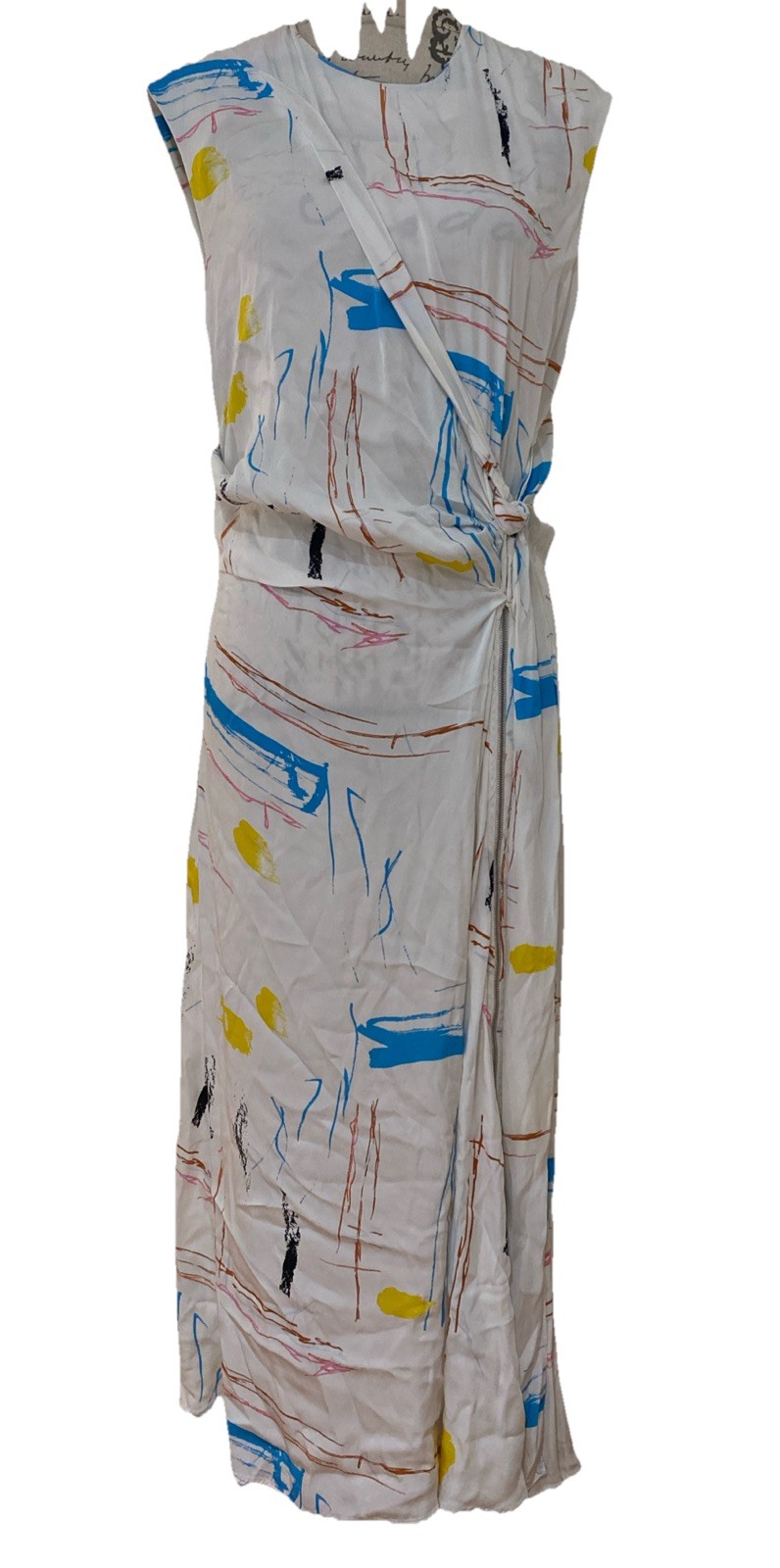 Cedric Charlier Dress Silk Fantasy Print Abstract Blend Size 14