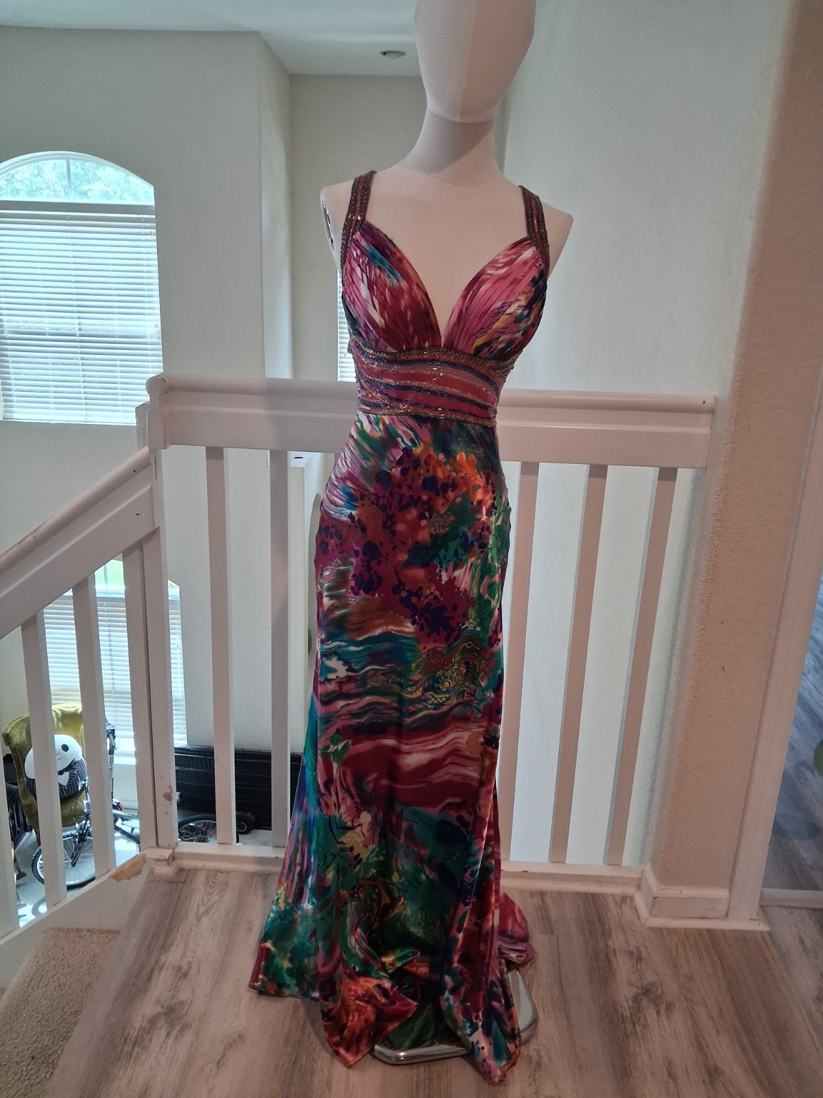 Vintage Y2K Abstract Beaded David’s Bridal Dress Size 1/2