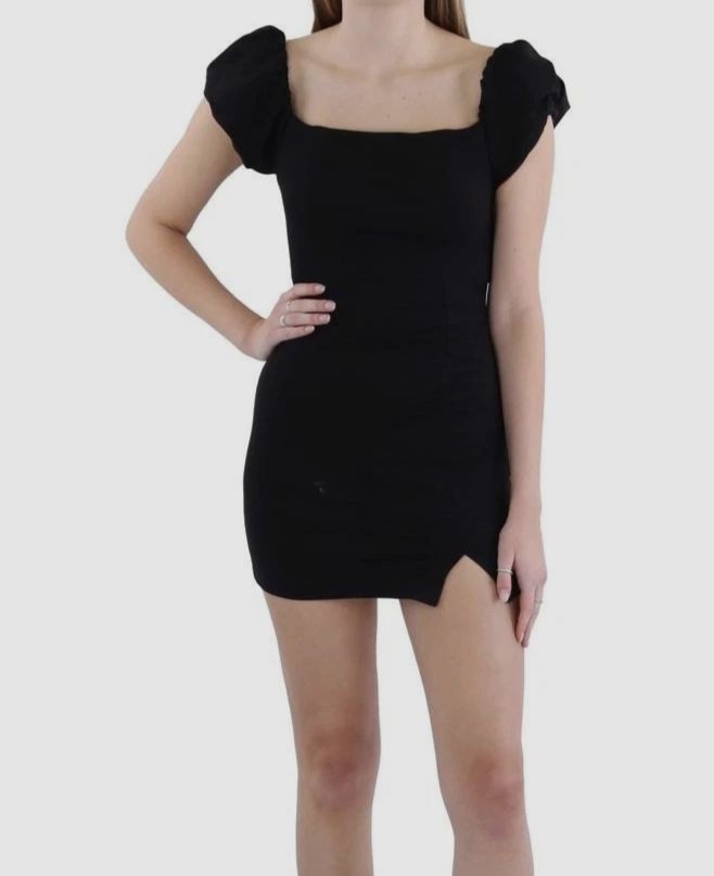 Pear Culture Women’s Juniors’ Black Ruched Mini Dress Size XL
