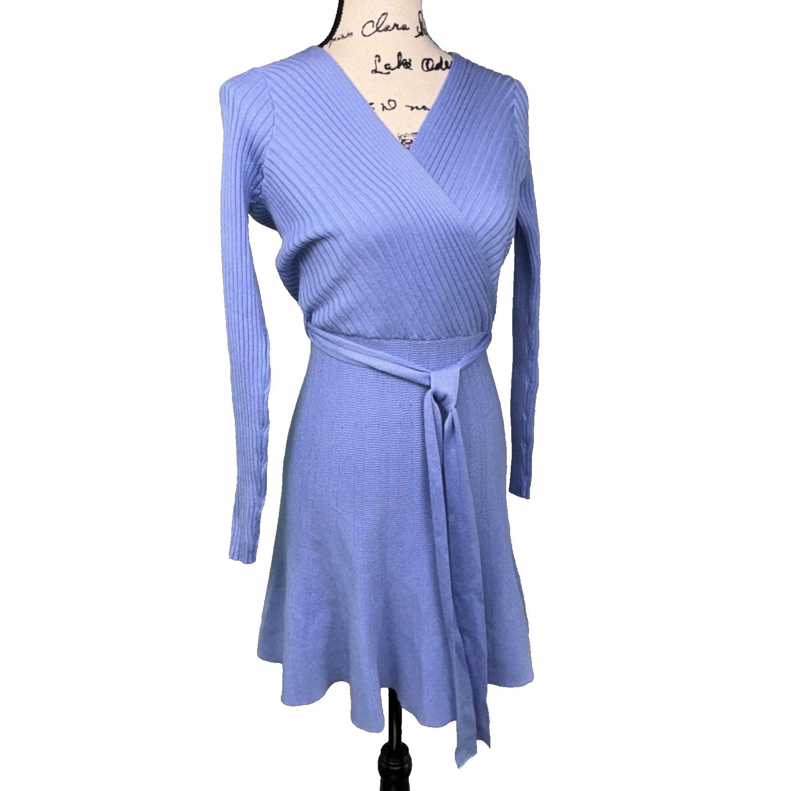 Wrap Style Dress Long Sleeved Blue Belted Stretchy Jr. 5/6 Women S Twirly Ballet