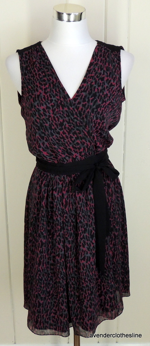 DKNYC XS Pink Gray & Black Cheetah Leopard True Wrap Style Dress