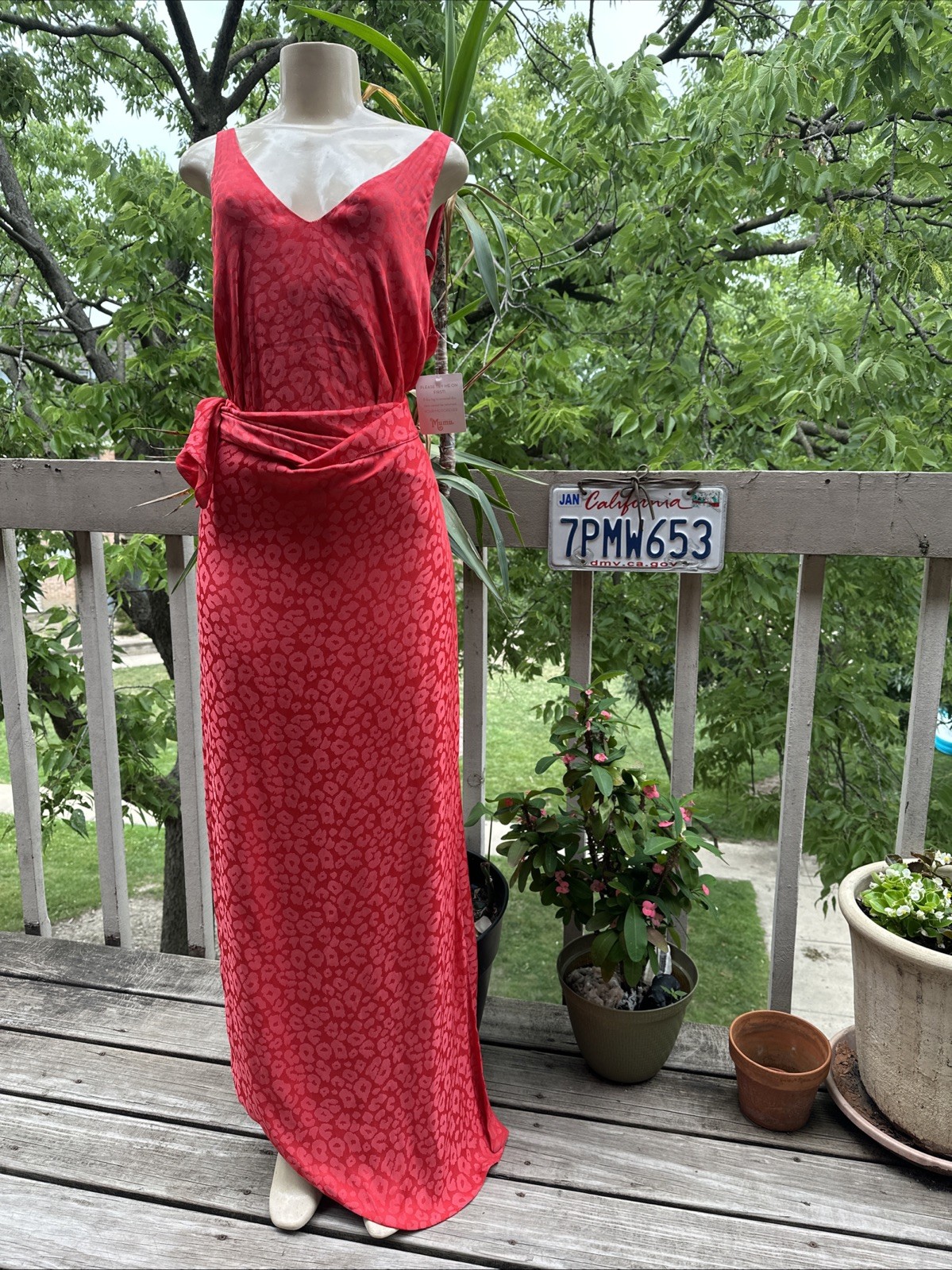 Show Me Your Mumu Coral Cheetah Hampton Wrap Dress sz L NWT