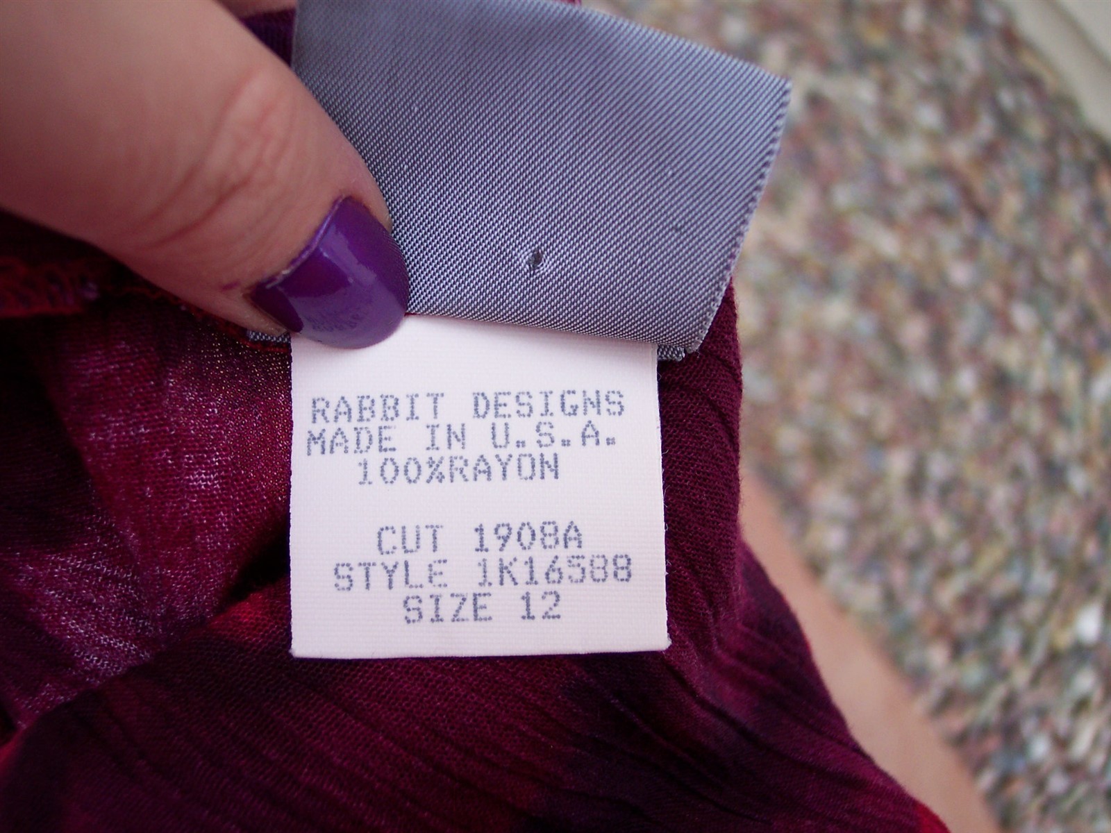 Rabbit Rabbit Rabbit Designs Dress size 12 L maxi wine hot pink crinkle rayon