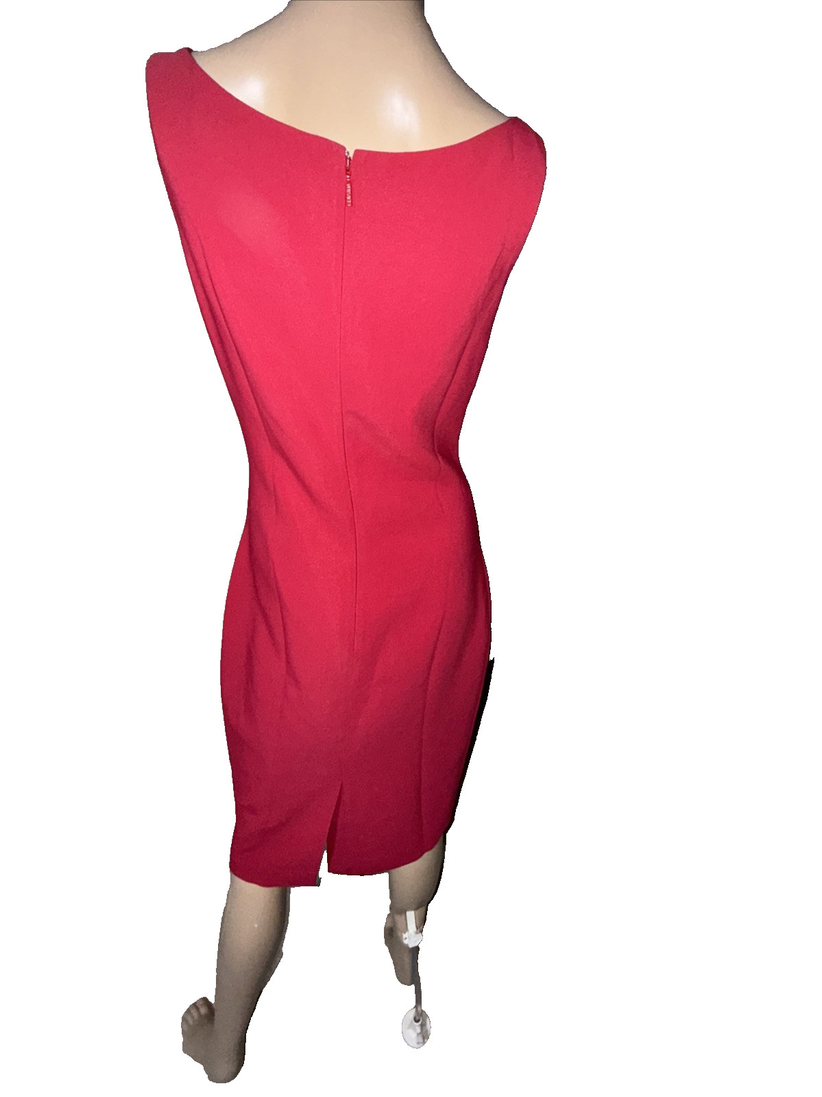 Versace 2024 Gold Medusa Logo Cady Red Sheath Midi Cocktail Dress US 2 4 / IT 40
