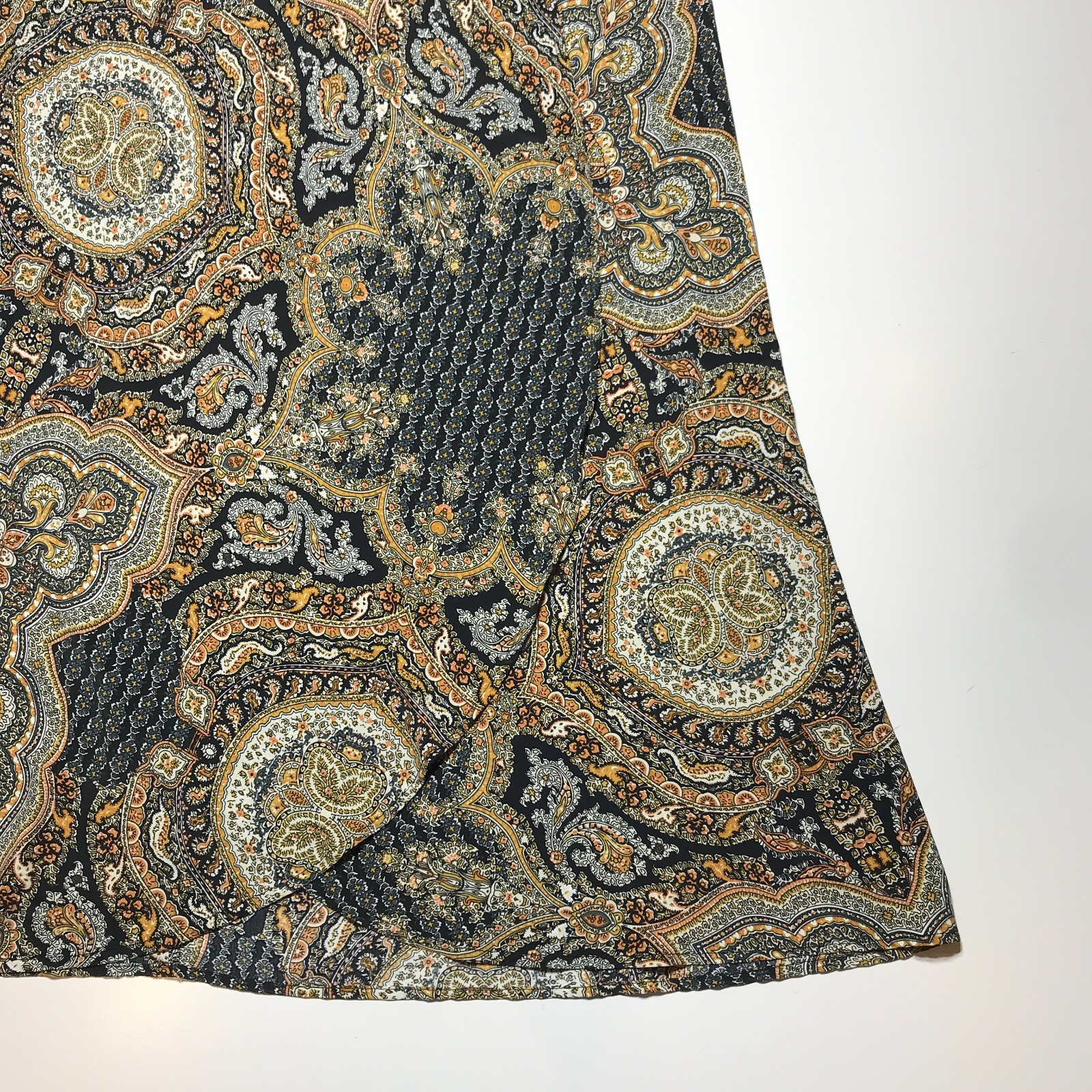 NWT Bishop + Young Woven Paisley Patchwork Wrap Dress Maxi in Black Combo XL