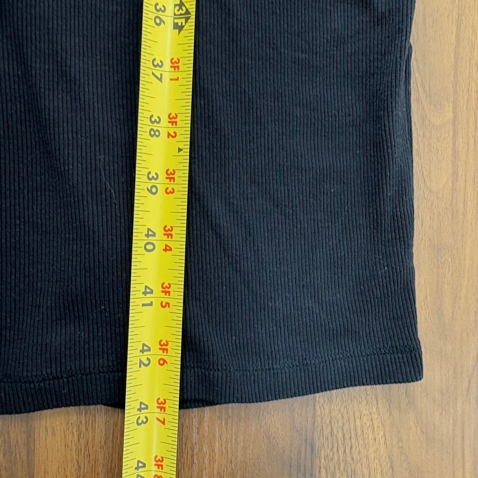 Quince Black Ribbed Minimalist Tencel Lyocell Long Sleeve Midi Bodycon Dress XS