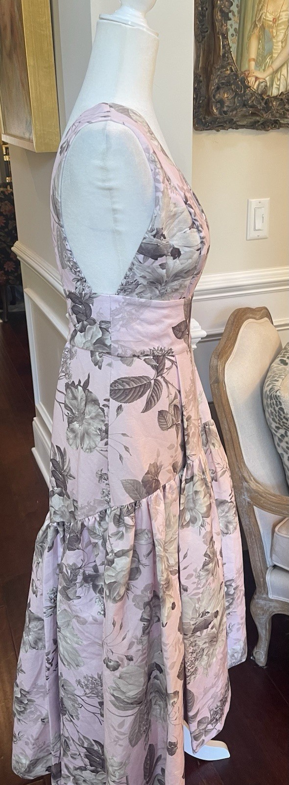 Alice + Olivia Lila Structured Midi Dress Meadow Pink Floral US 6 UK/AU 10 NWT