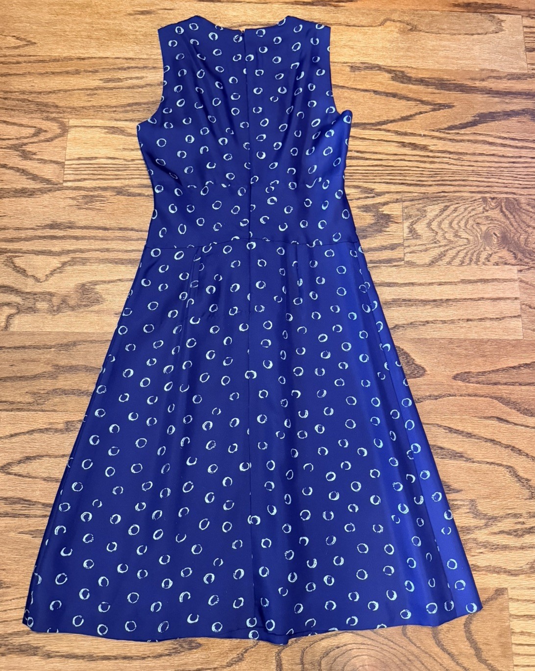 VTG Talbots 100% Pure Silk Faux Wrap Midi Dress Navy Blue Size 4 (Runs Small)