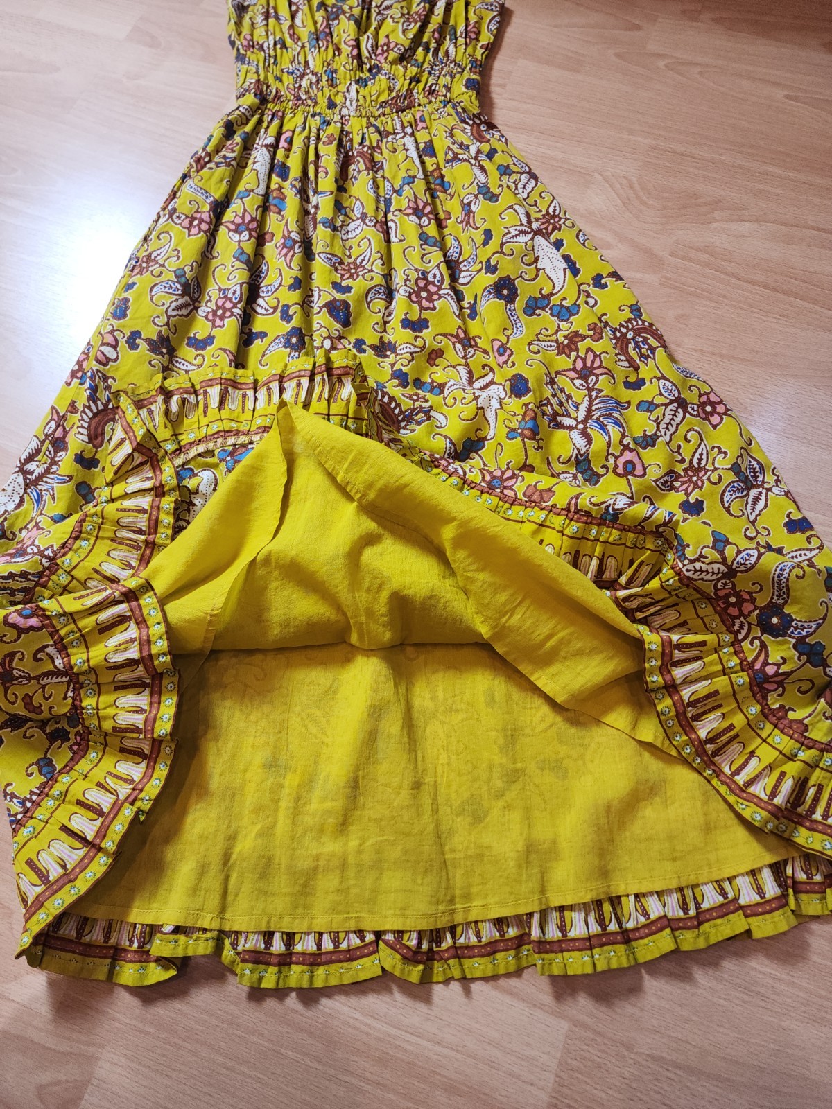 Cleobella Organic Cotton Winona Sleeveless Midi Dress Green Yellow Floral Small