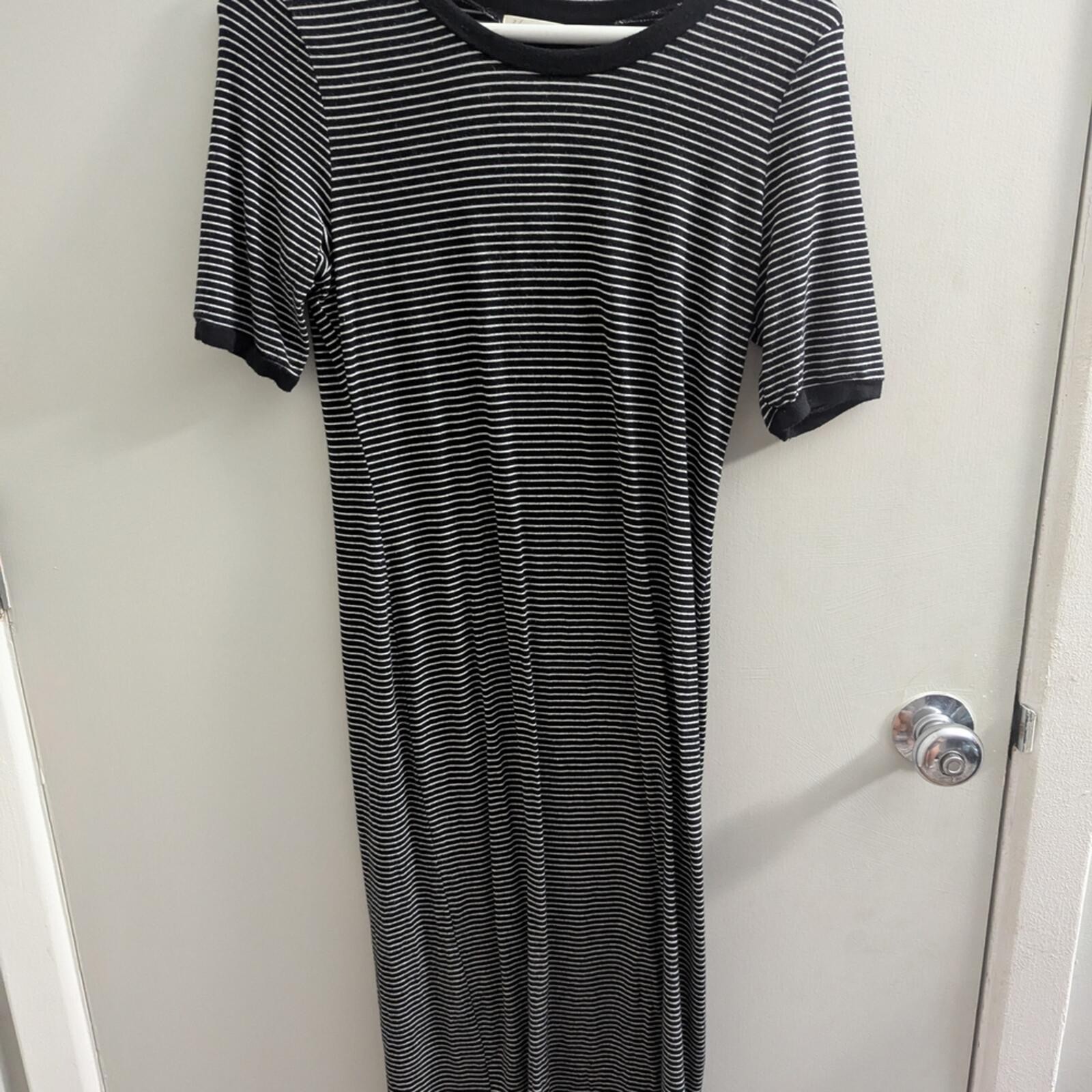Heart Hips Large Black & White Sheath Midi Dress Soft Bodycon Classic Shift Dres