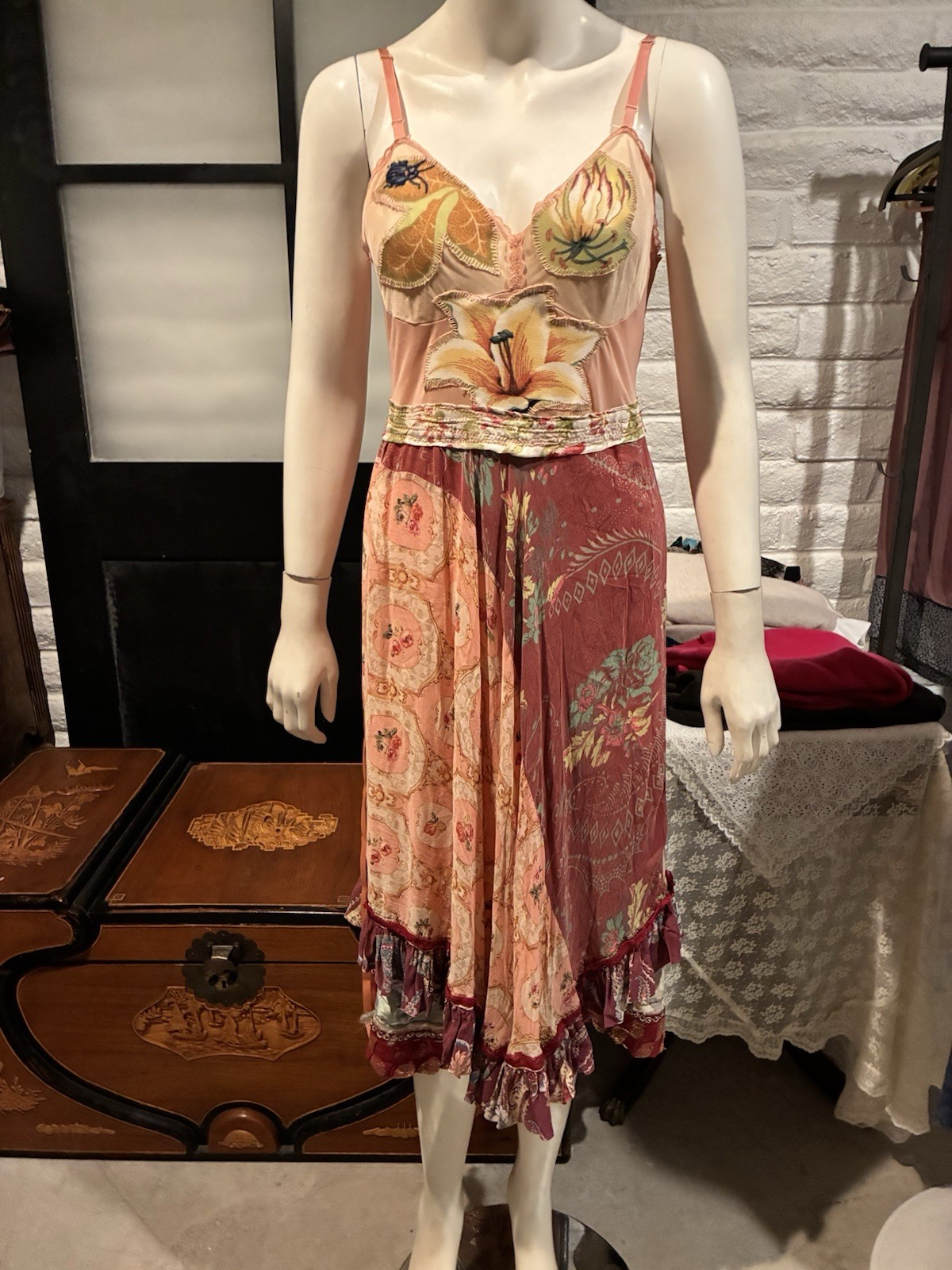 NWOT 100% Silk OOAK Patchwork Gown • SF Faire Artisan Masterpiece ✨