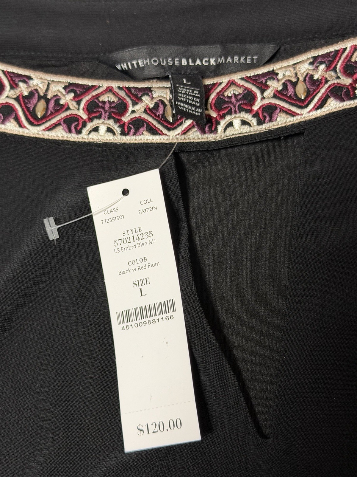 White House Black Market Embroidered Blouson Split Sleeve Dress Size L NWT
