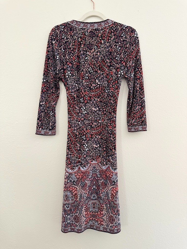BCBGMaxAzria Adele True Wrap Floral Midi Dress Floral Mosaic Pink Women’s Small