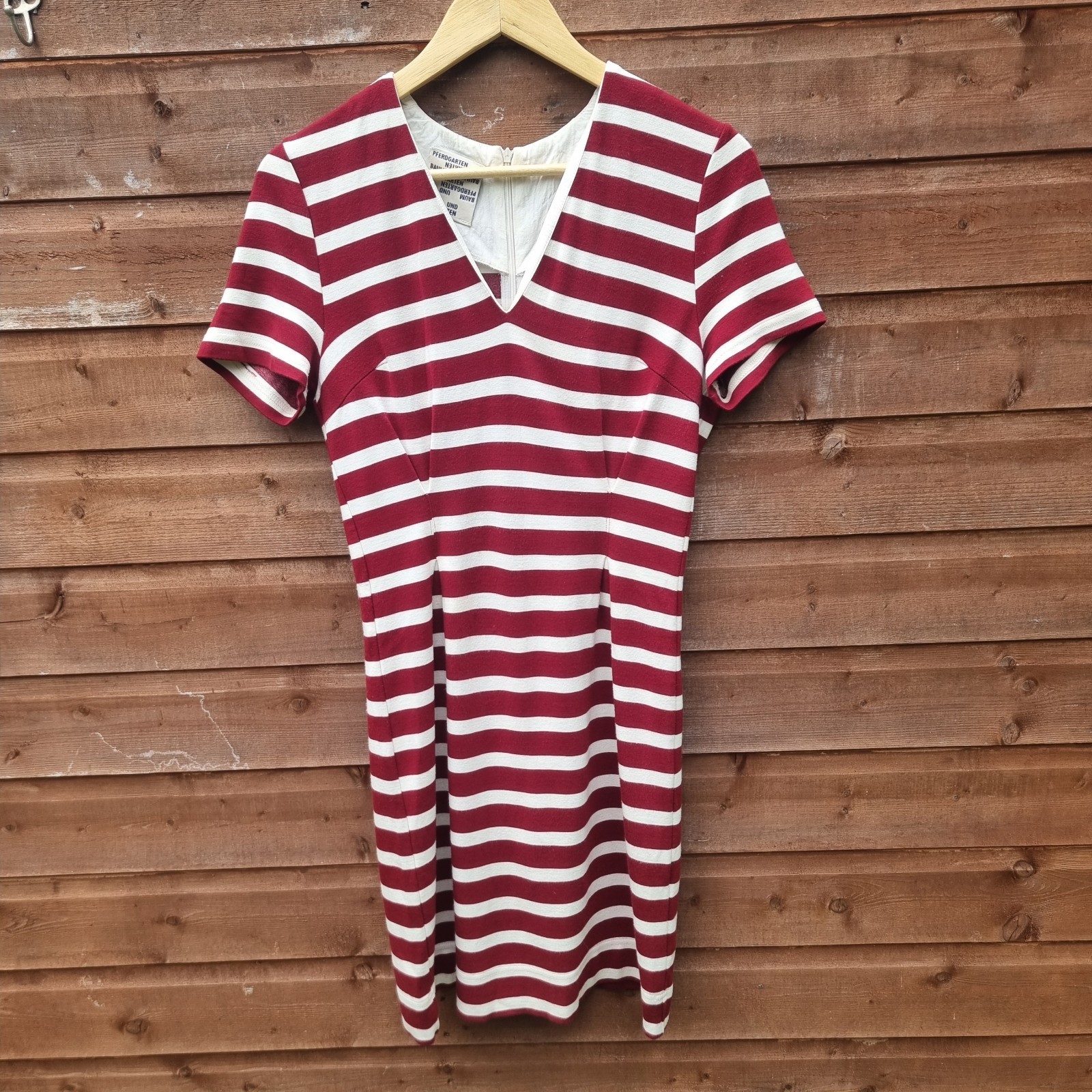 Baum Und Pferdgarten Red White Striped Dress Small Back Half Zip Spring Summer