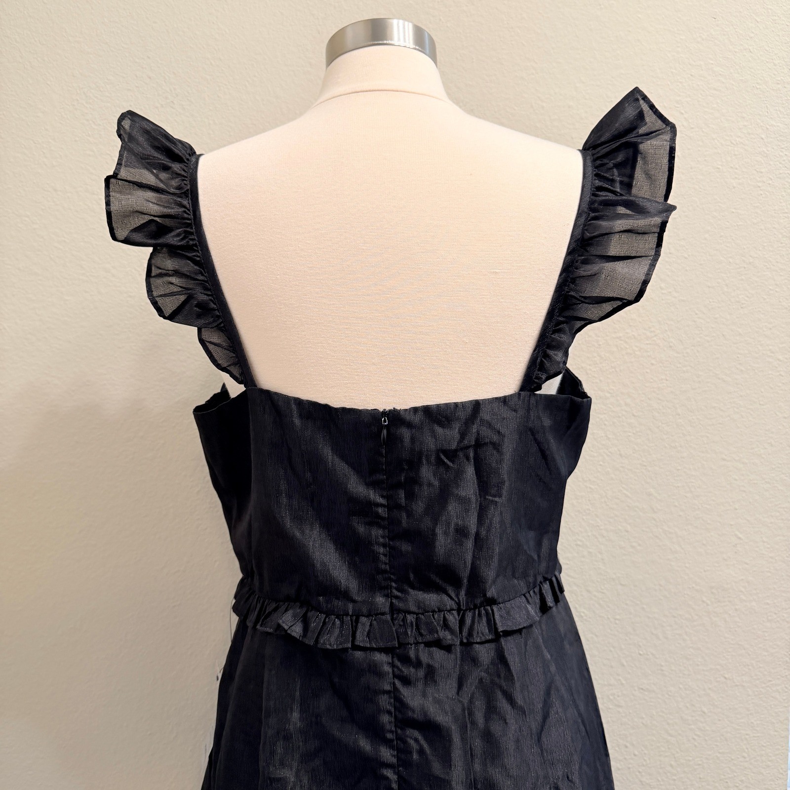 Lulus Effervescent Aesthetic Black Tiered Ruffled Midi Dress XL Event Party