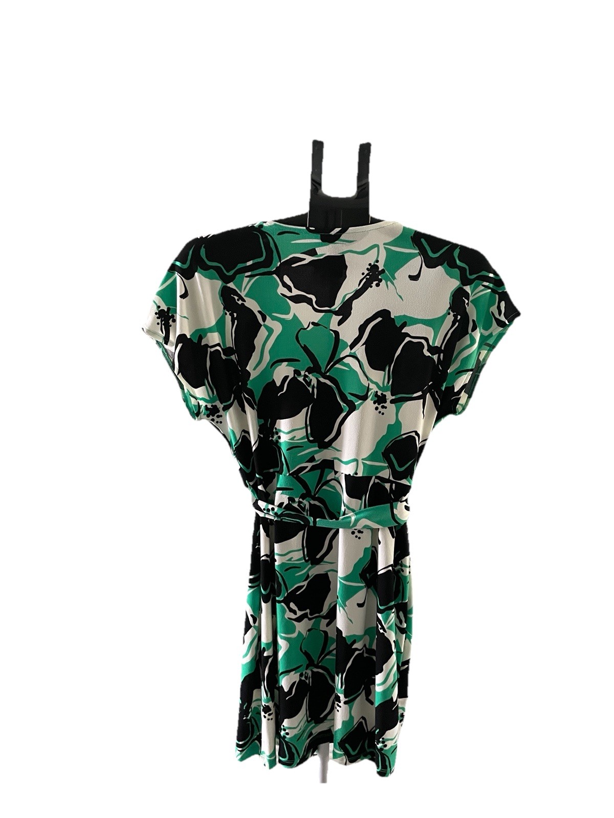 Nine West Dress Large Pullover Wrap Style Green Black White Career Business