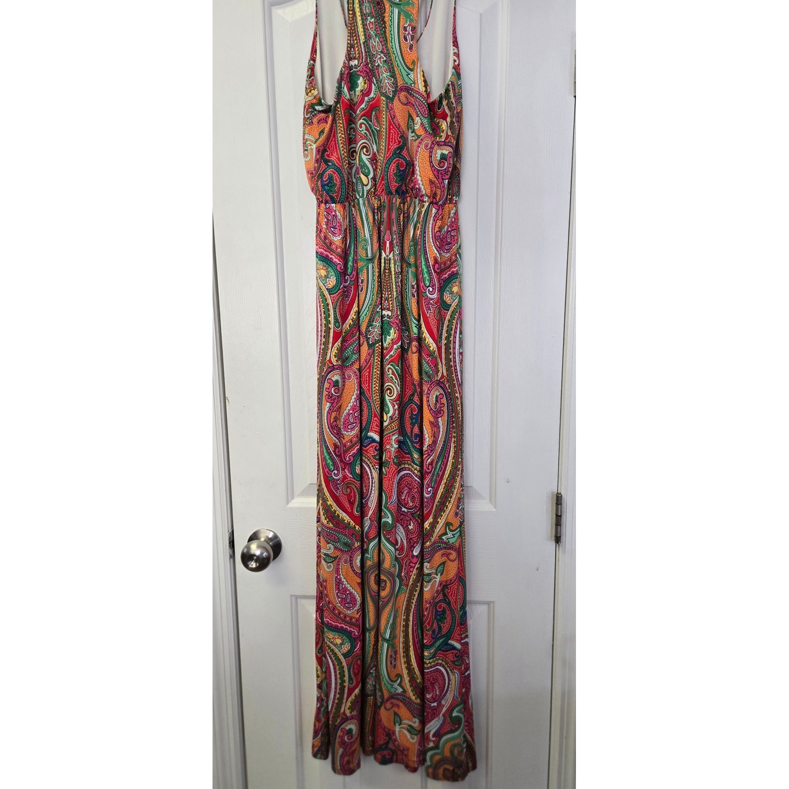 Paisley Maxi Dress Racerback Boho Resortwear Retro Hippie Small S Festival