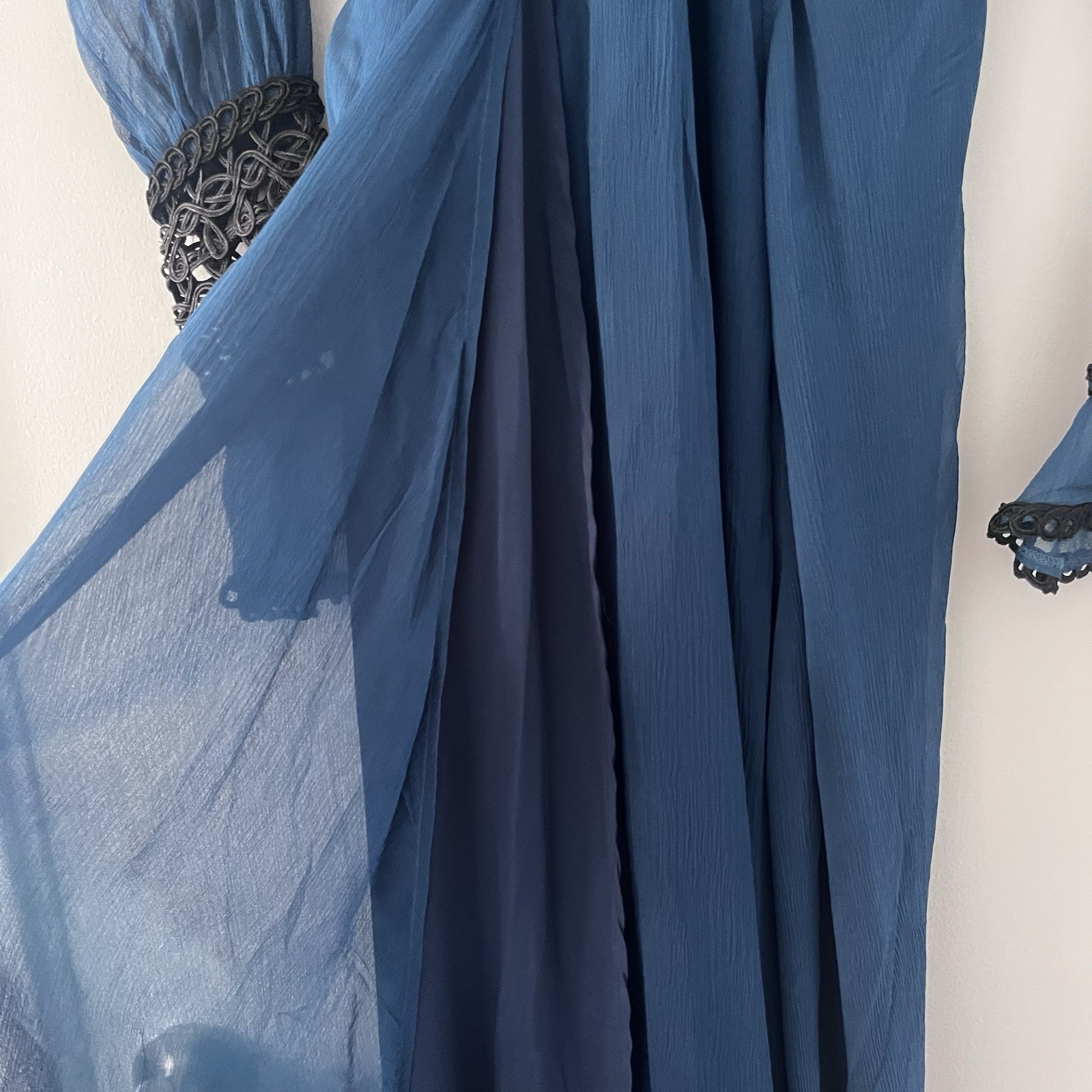 For Love And Lemons Celine Maxi Dress Size S Blue Silk Blend Bohemian NWT