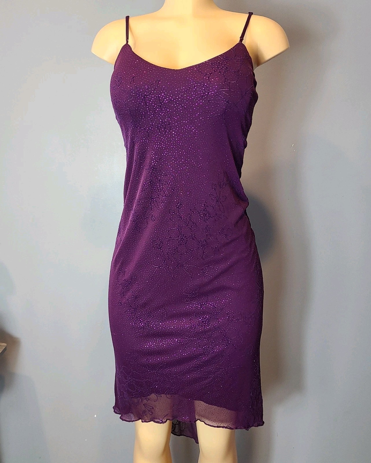 Vtg Y2K City Triangles Women Fairy Midi Dress Size S Wedding Guest Ethereal 90s