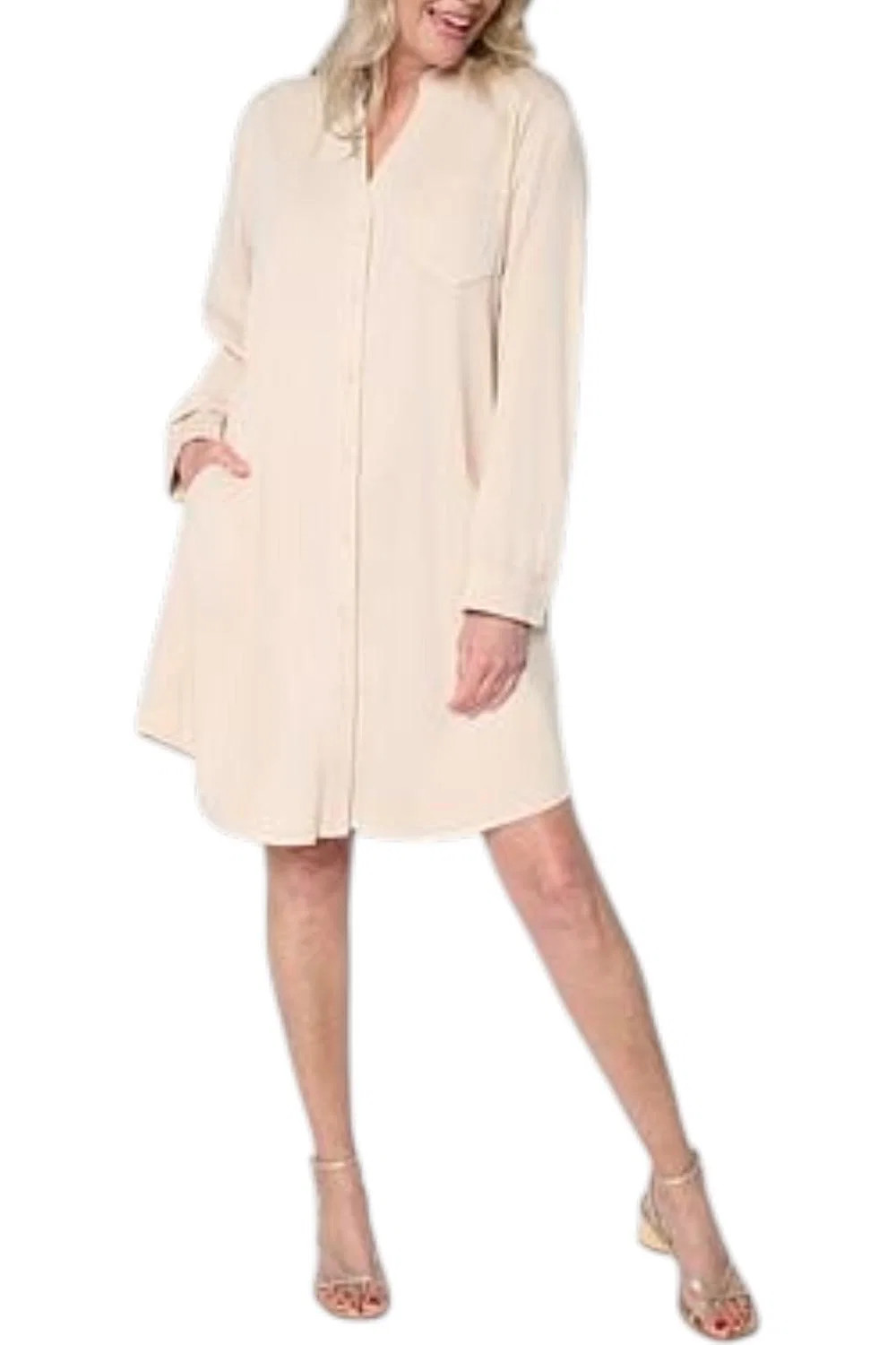 G by Giuliana Women’s Featherweight Button-Front Dress Pink Pearl