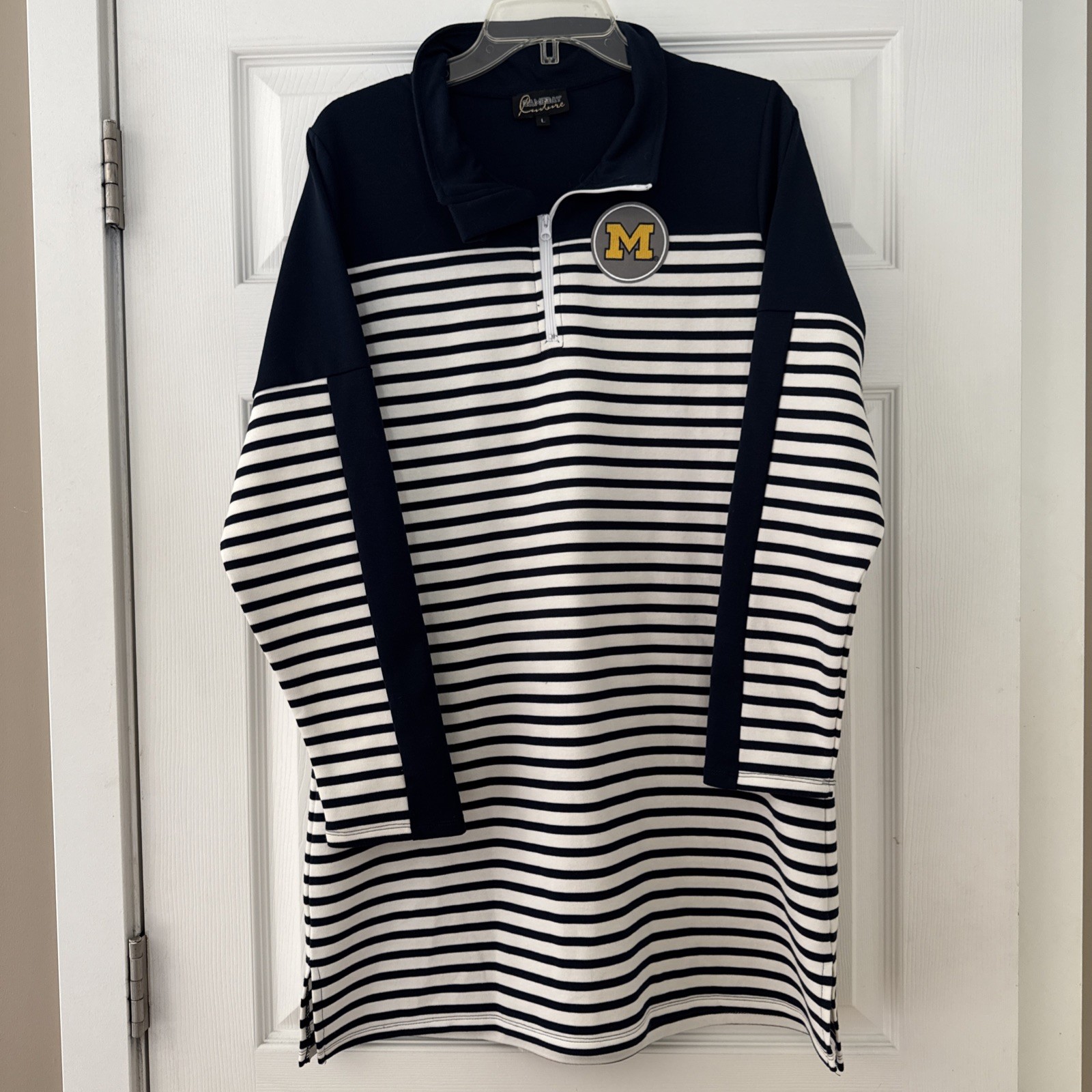 Gameday Couture University of Michigan Women’s Long Sleeve Striped Dress Size L
