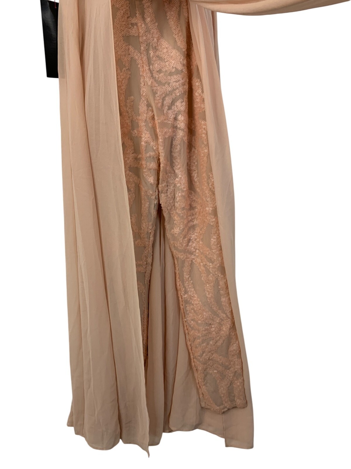 Formal Chiffon Overlay Strapless Jumpsuit Walk Thru Maxi Sz 4 NWT Bebe Prom