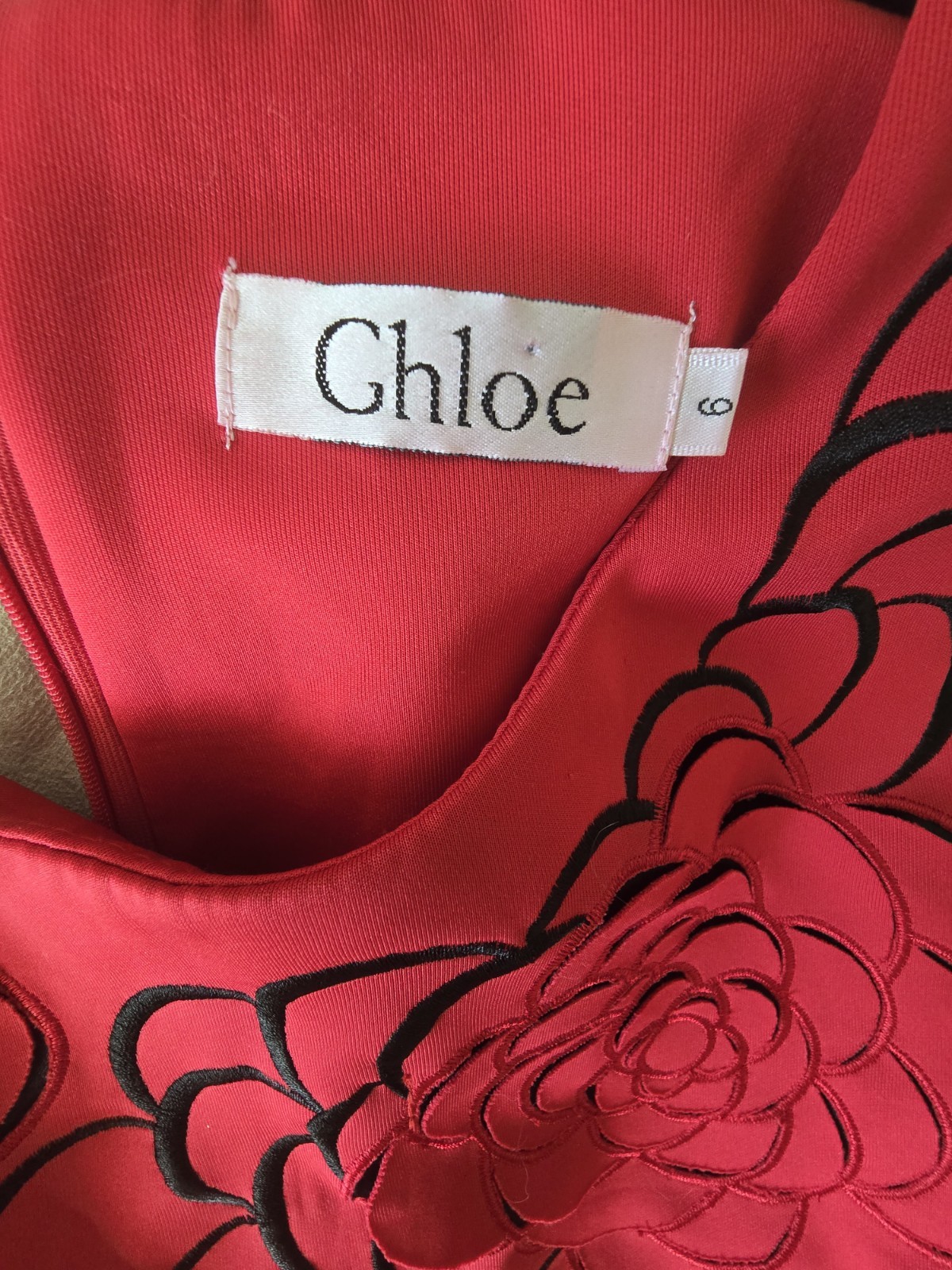 Chloé Red Floral Appliqué Bodycon Mini Dress UK 6, XS