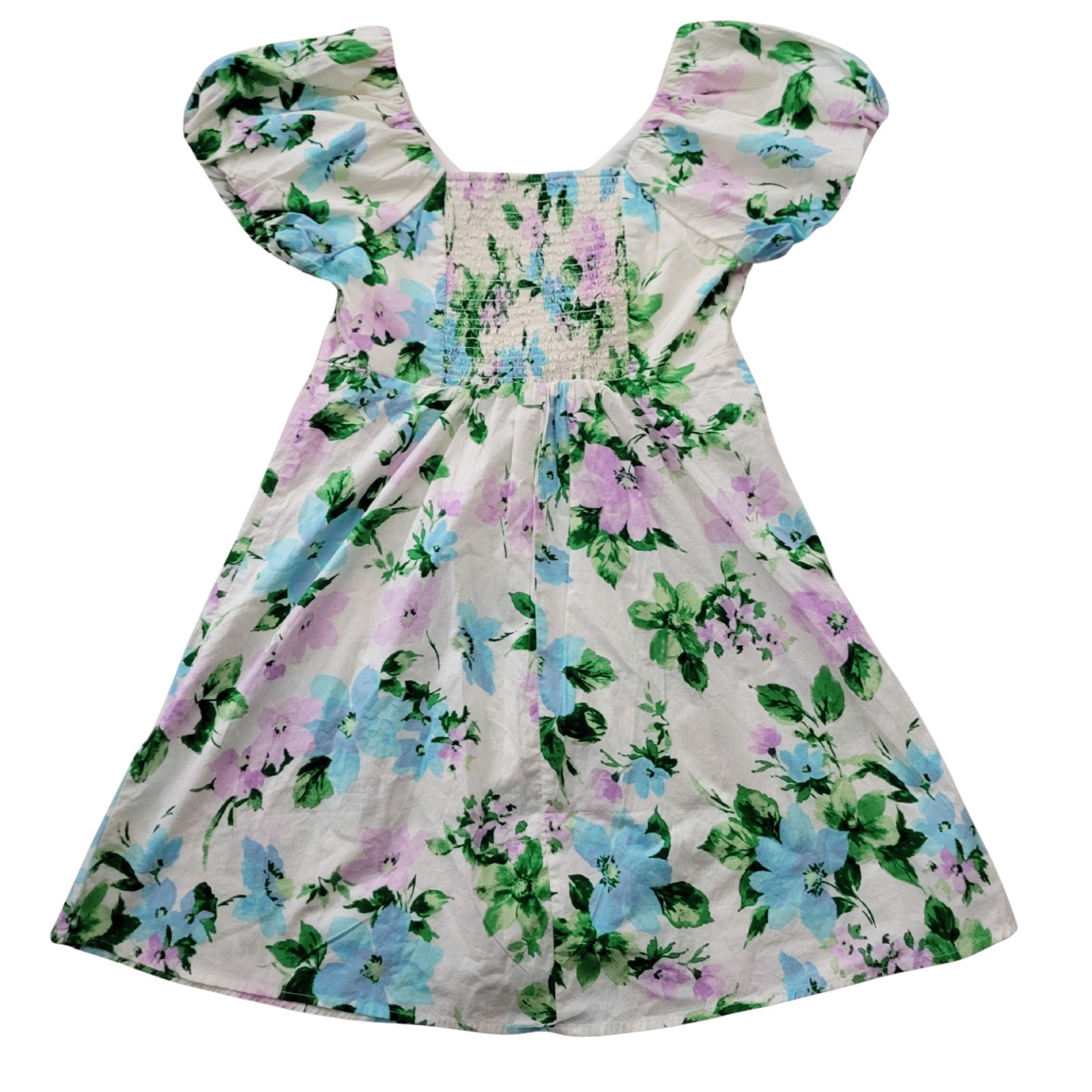 Old Navy Mindy Twill Dress Womens M Mini Puff Sleeve Milkmaid Babydoll Coquette