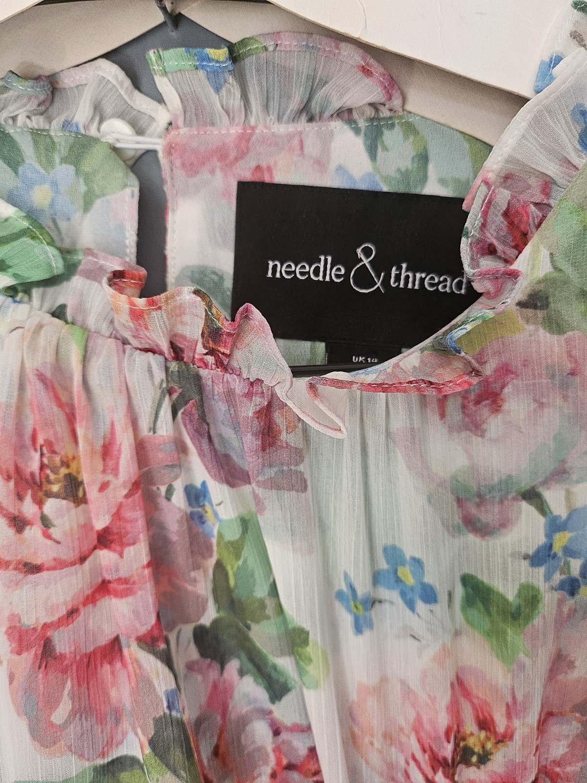 Needle & Thread Ideal Wedding Summer dress.Size UK 14 Floral design.length 145cm
