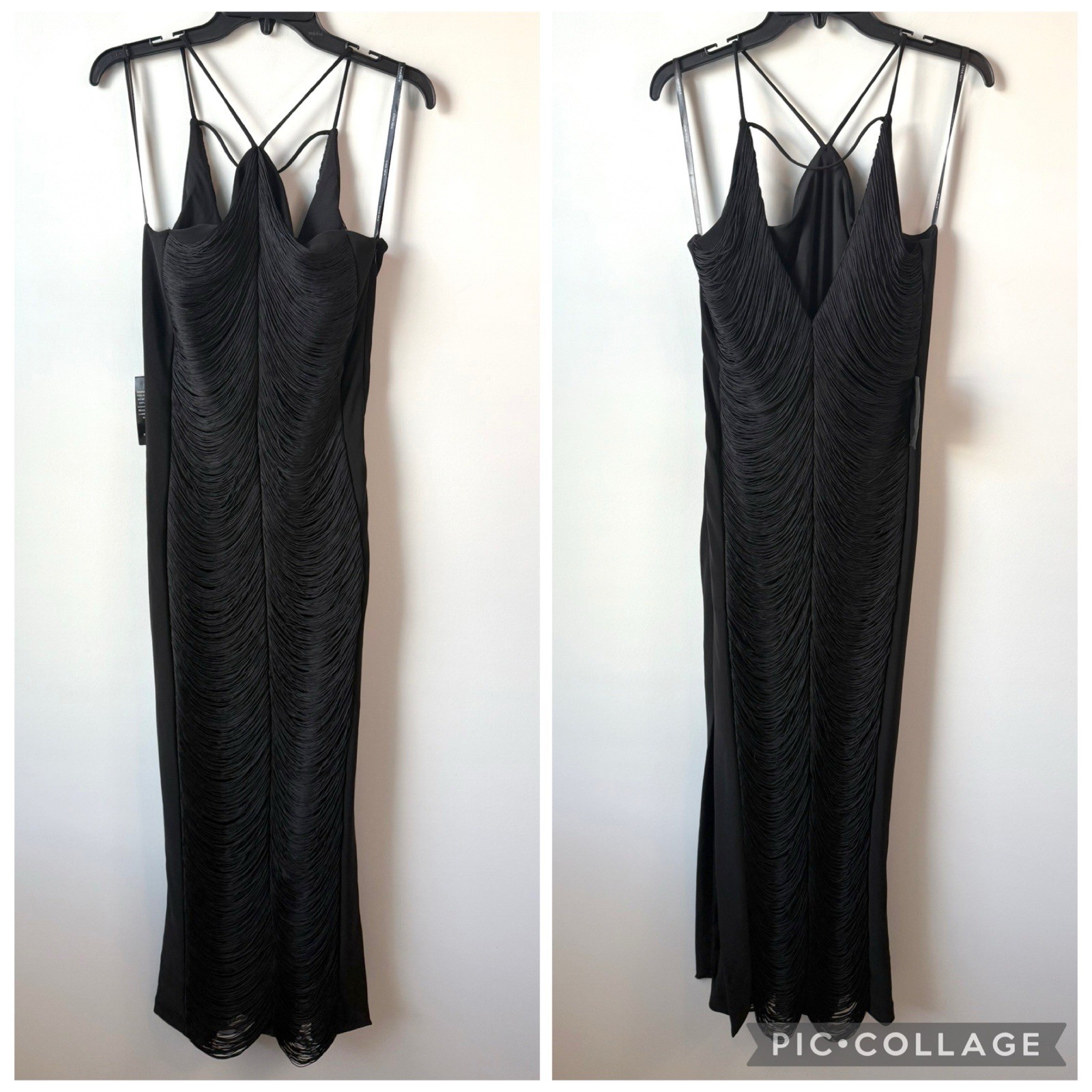 Ever New Quinn Fringe Bodycon Maxi Dress Black US 8