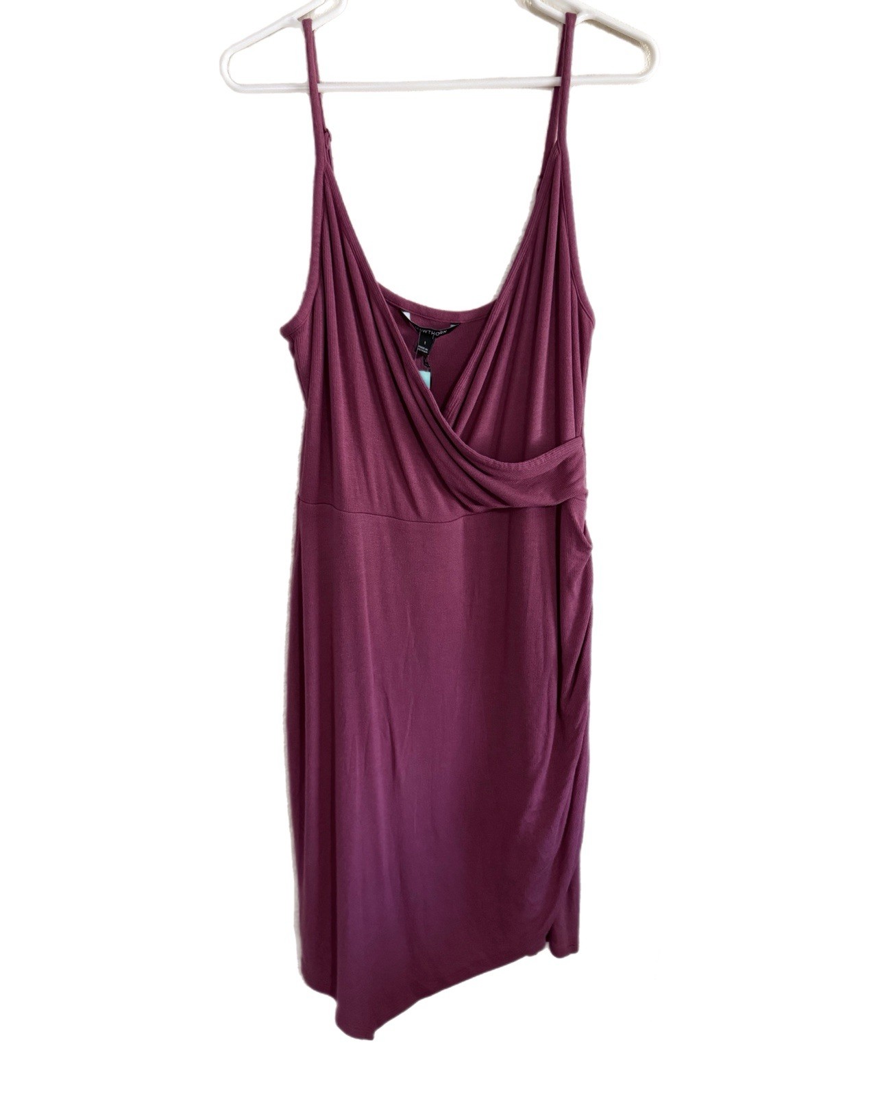 41 Hawthorn Plum / Berry Faux Wrap-Style Sleeveless Ribbed Dress Size L