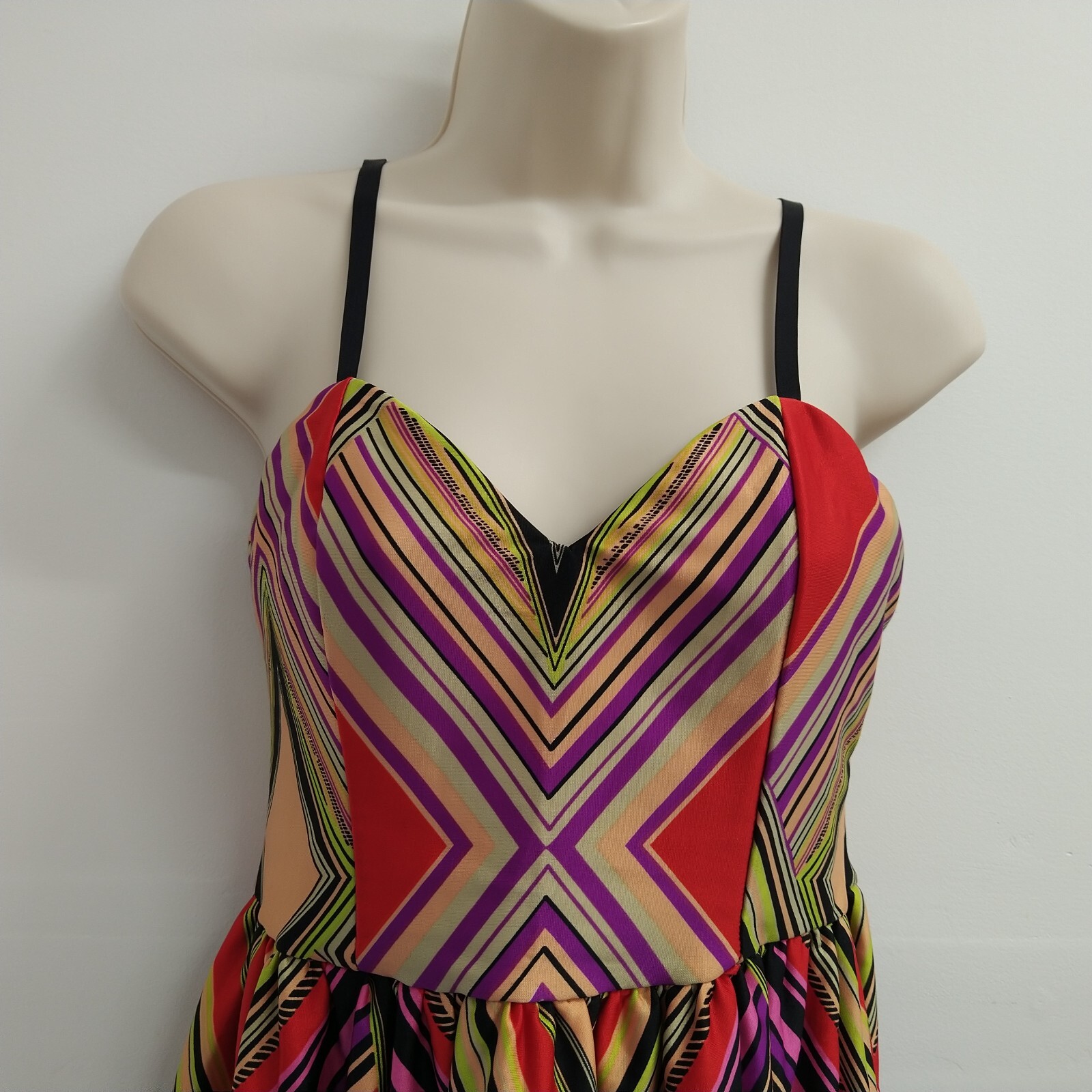 Bailey Blue Womens Sundress Size Medium Red Pink Yellow Sleeveless Fit Flare