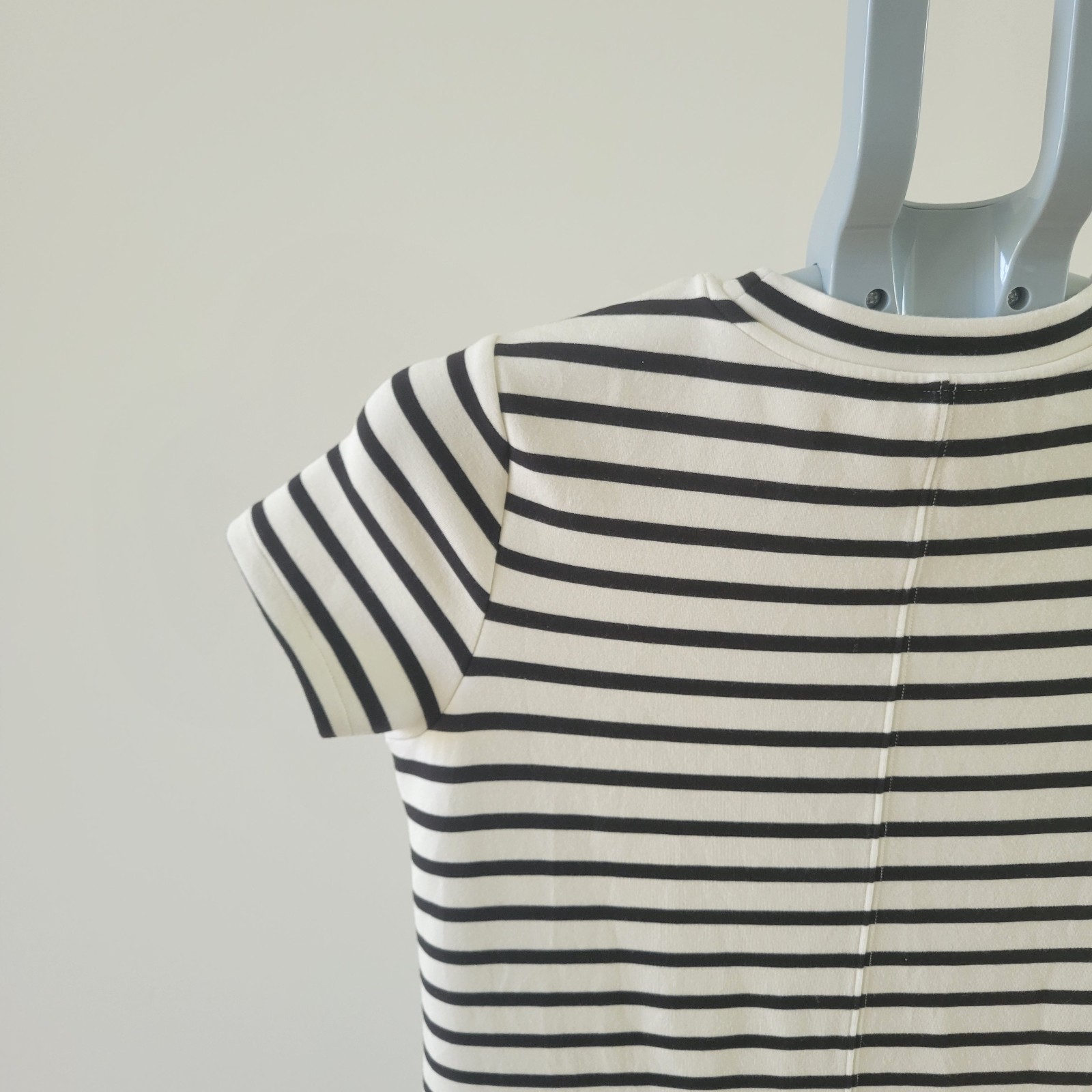 SPANX AirEssentials Striped Maxi T-Shirt Dress –Small – Black & Cream Side Split